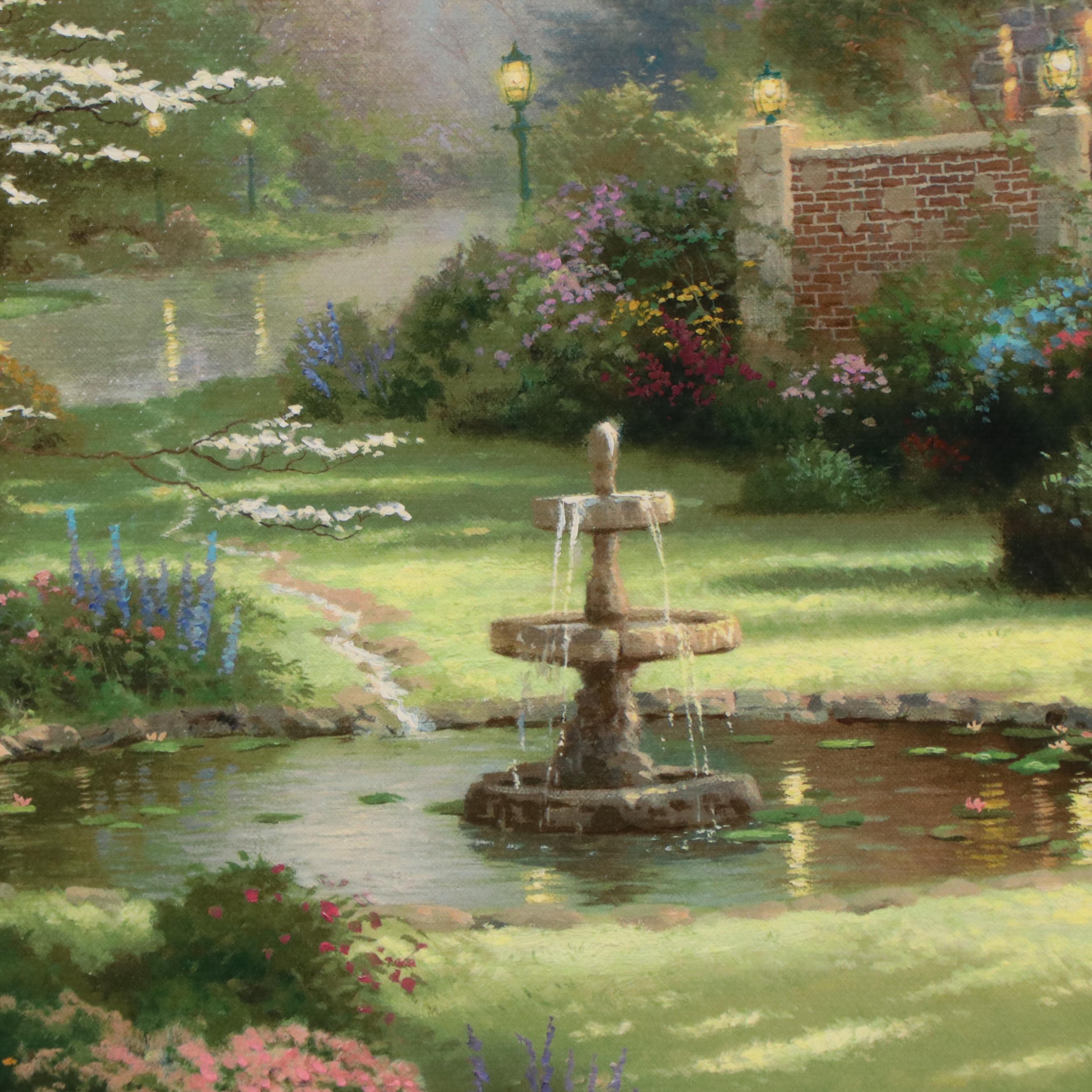 Thomas Kinkade Giclee Print on Canvas "Gardens Beyond Spring Gate"