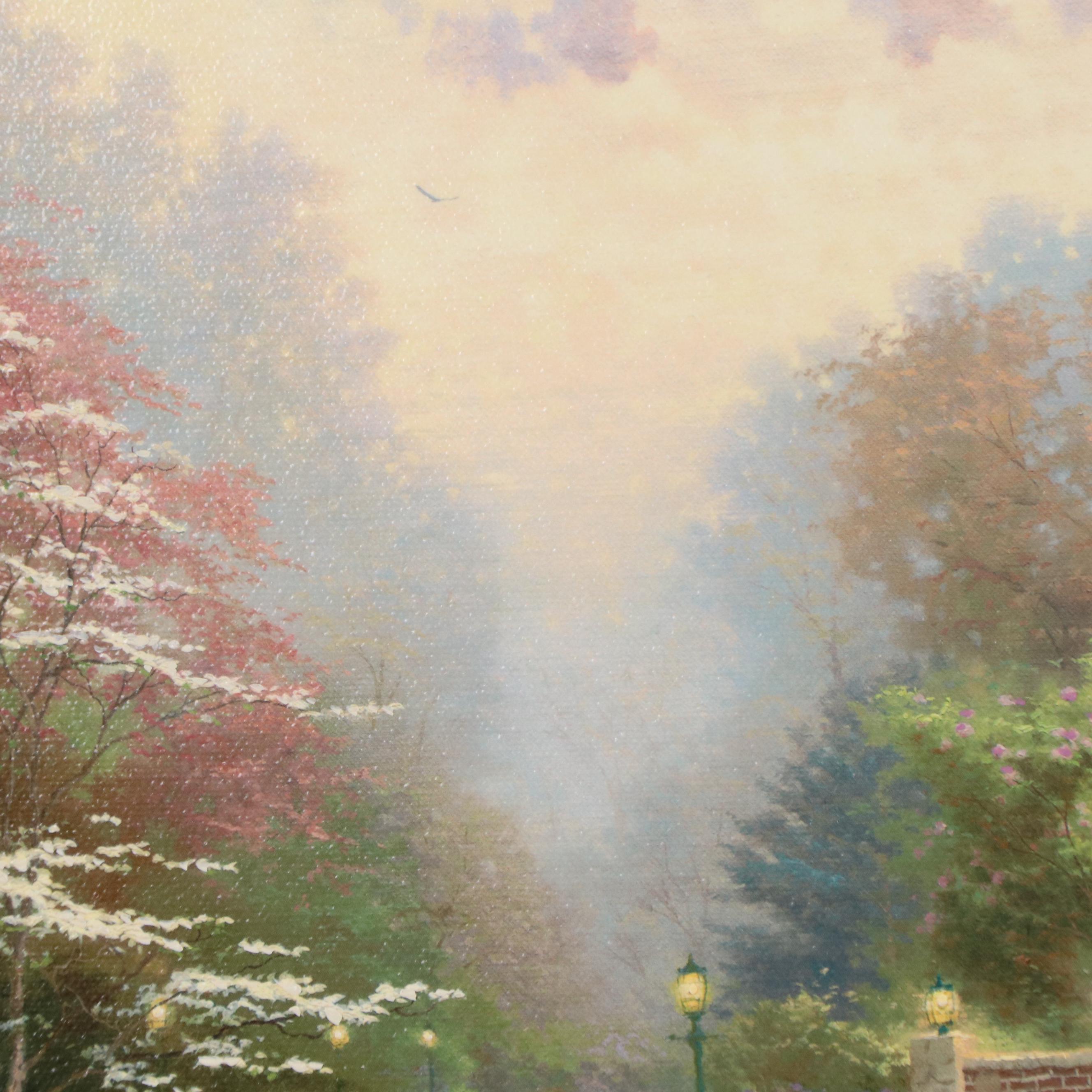 Thomas Kinkade Giclee Print on Canvas "Gardens Beyond Spring Gate"