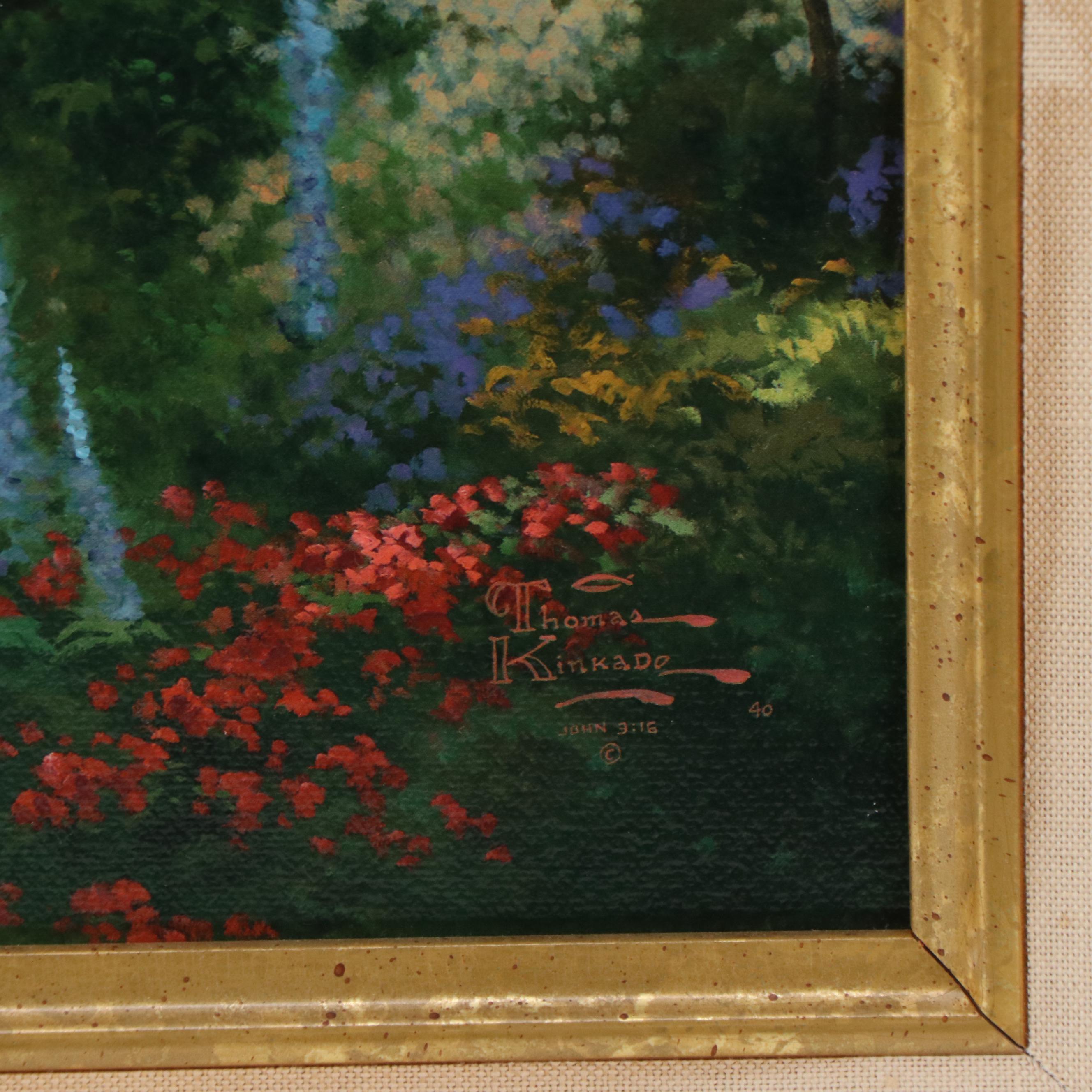 Thomas Kinkade Giclee Print on Canvas "Gardens Beyond Spring Gate"