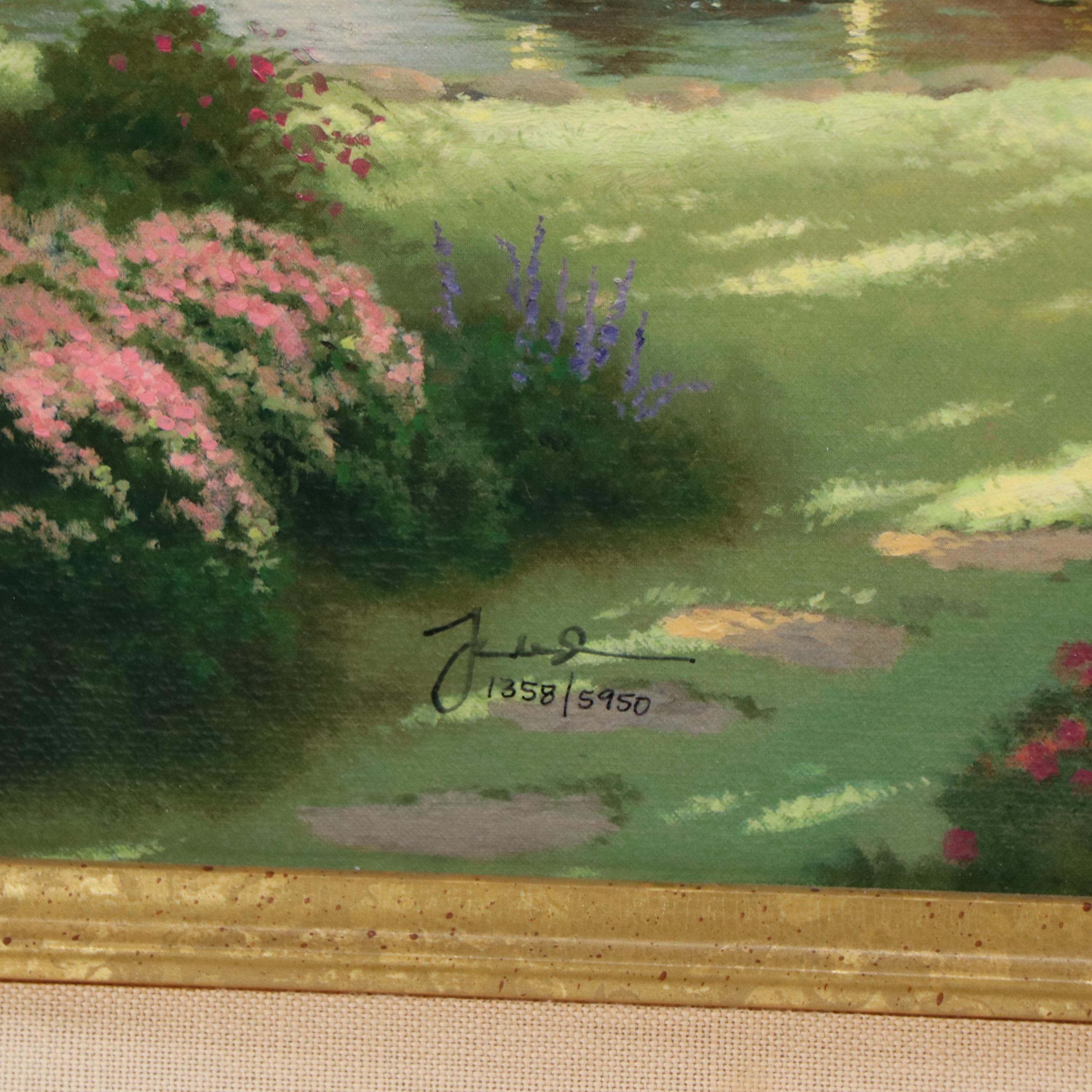 Thomas Kinkade Giclee Print on Canvas "Gardens Beyond Spring Gate"