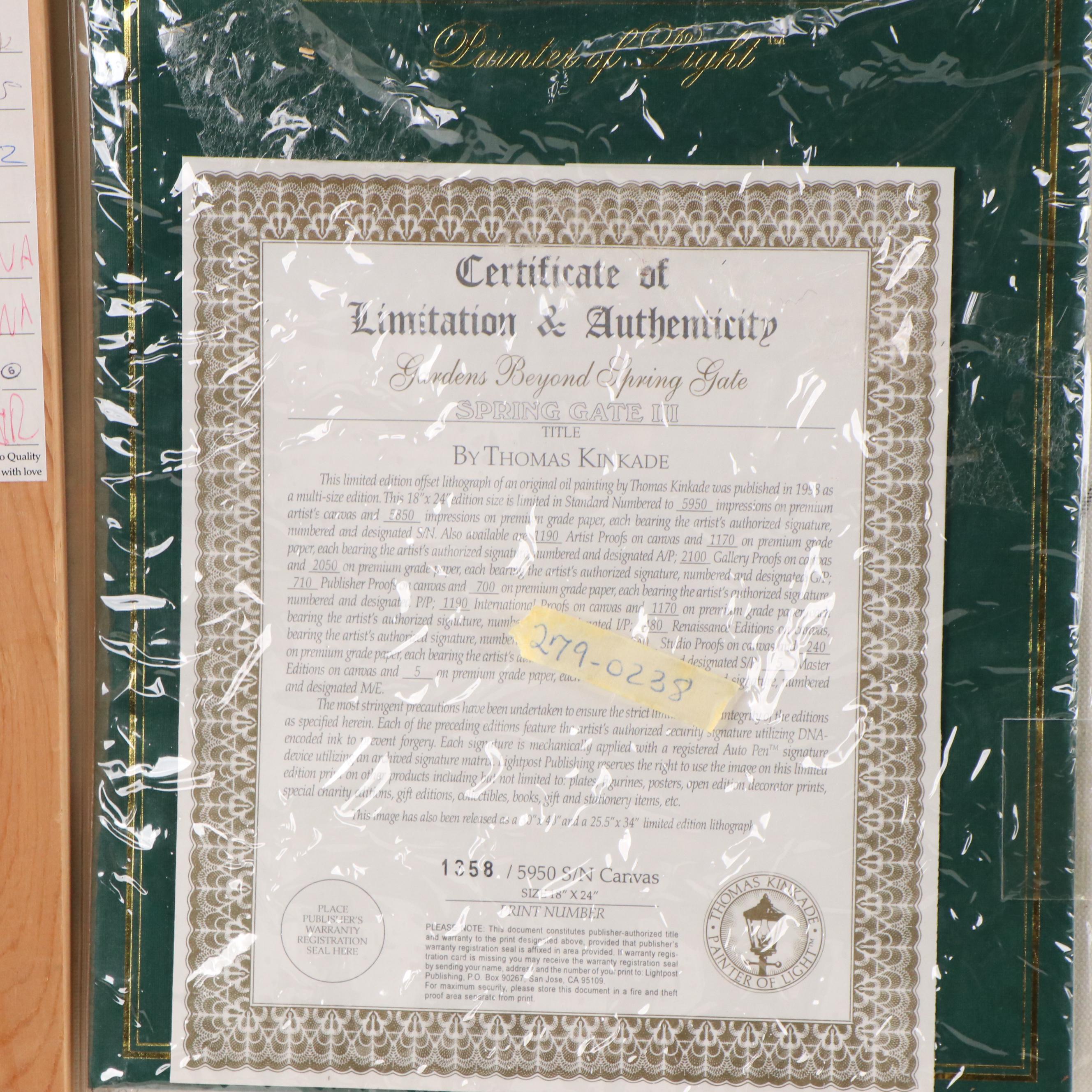 Thomas Kinkade Giclee Print on Canvas "Gardens Beyond Spring Gate"