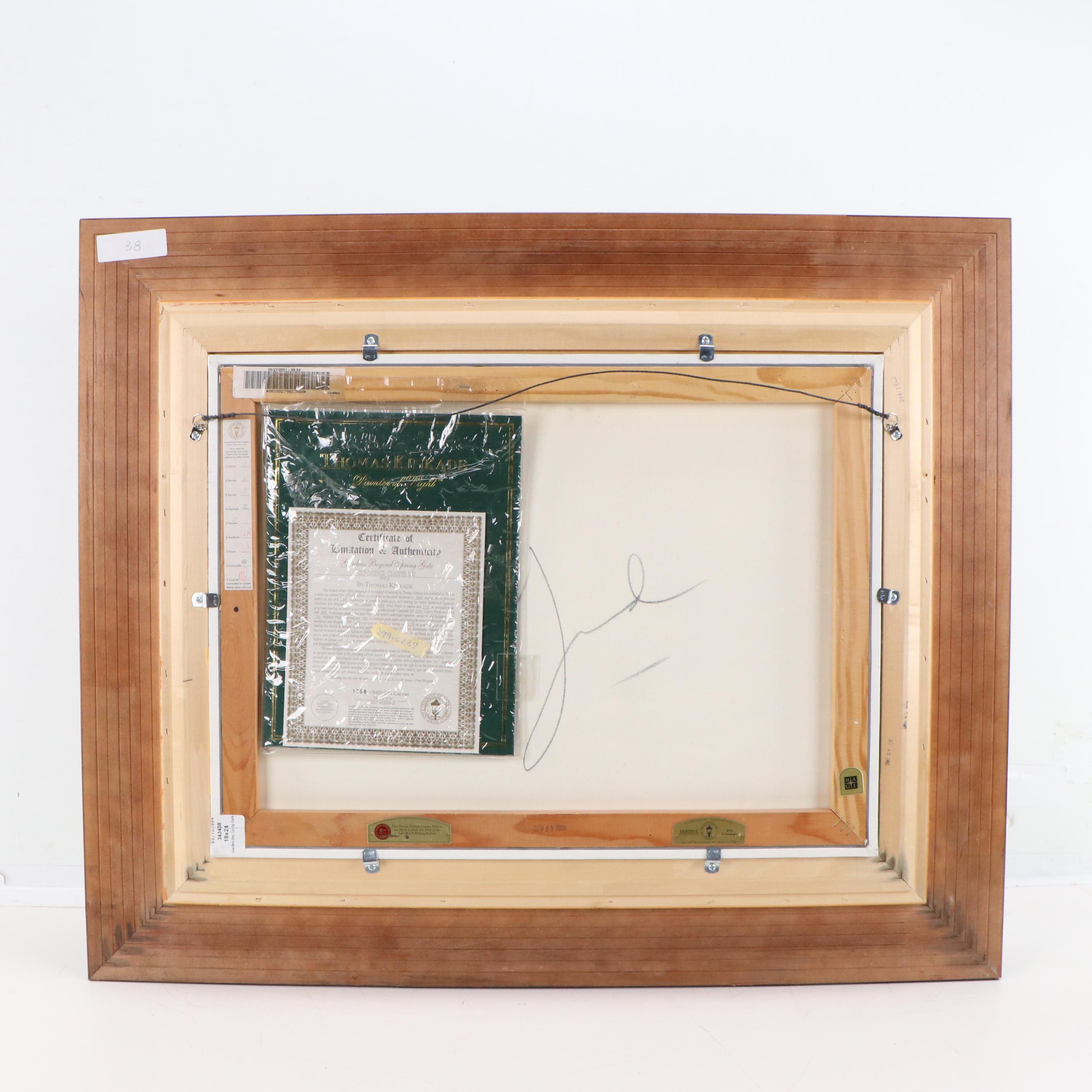 Thomas Kinkade Giclee Print on Canvas "Gardens Beyond Spring Gate"