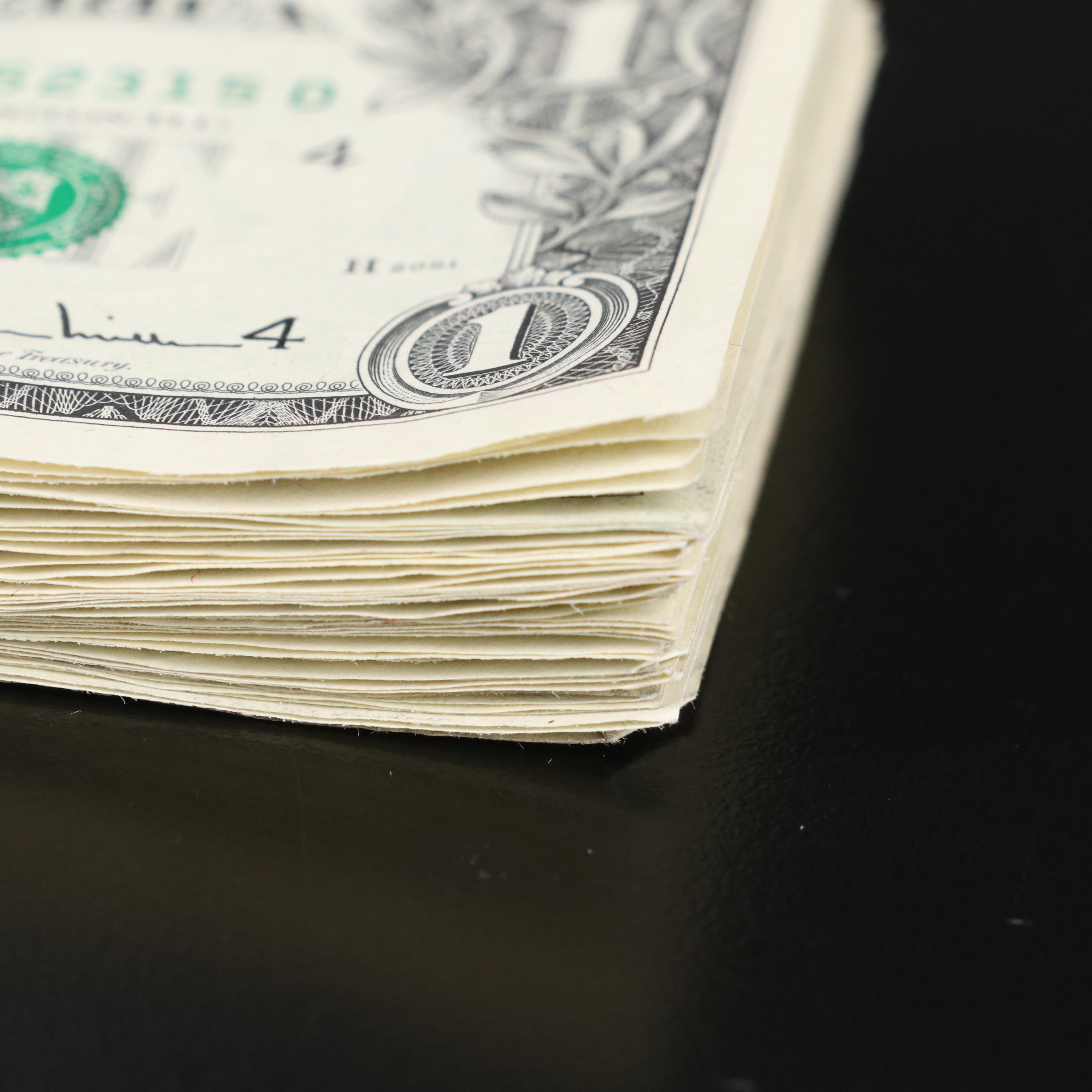 Group of Thirty-Eight One Dollar Federal Reserve Notes and a Five Dollar Note