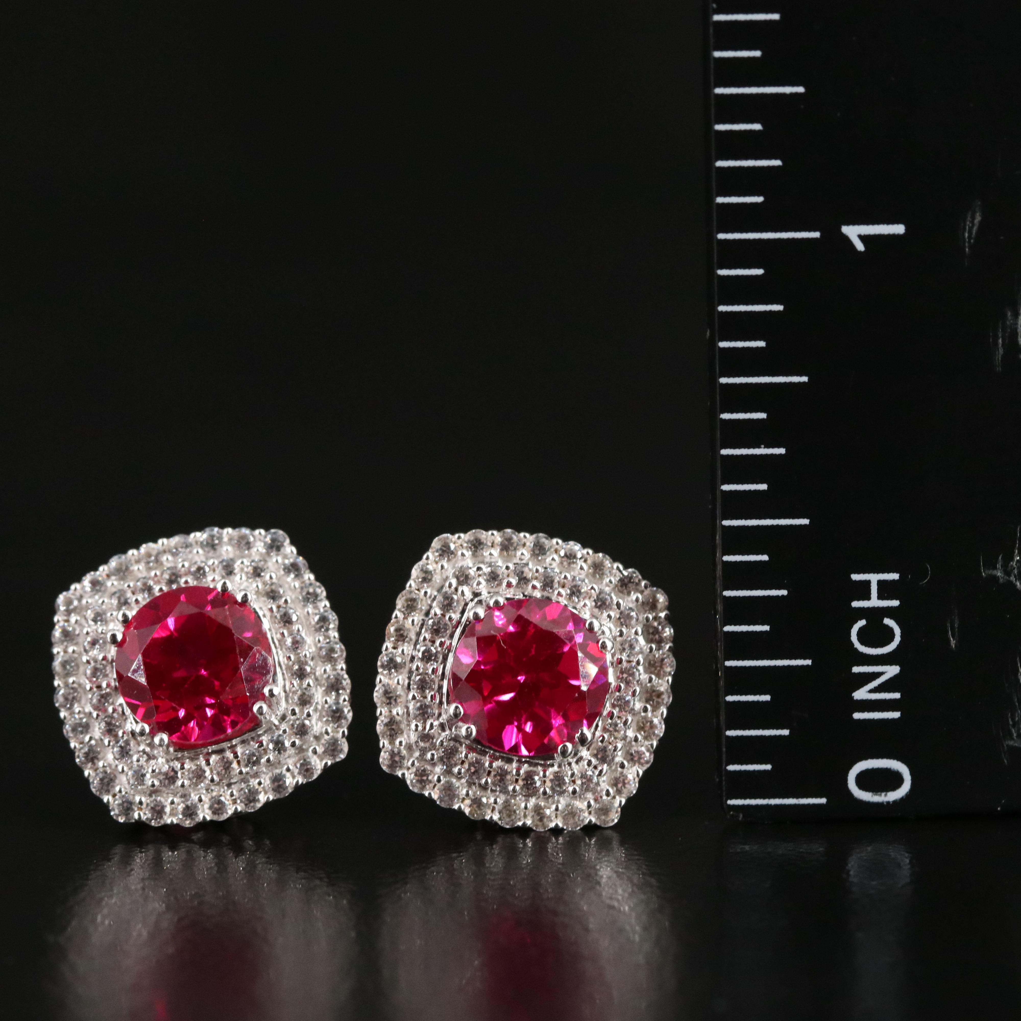 Sterling Ruby and Sapphire Earrings