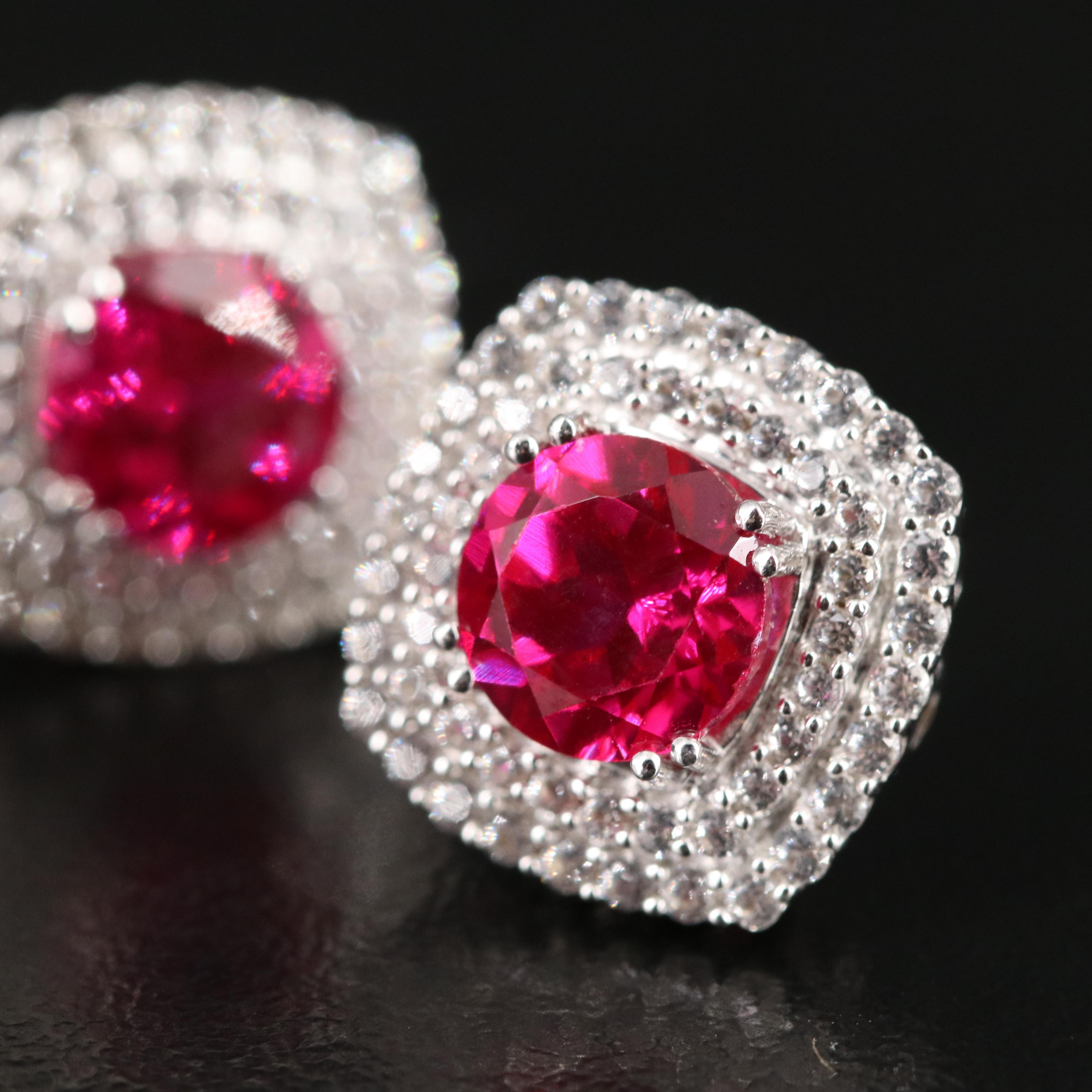 Sterling Ruby and Sapphire Earrings