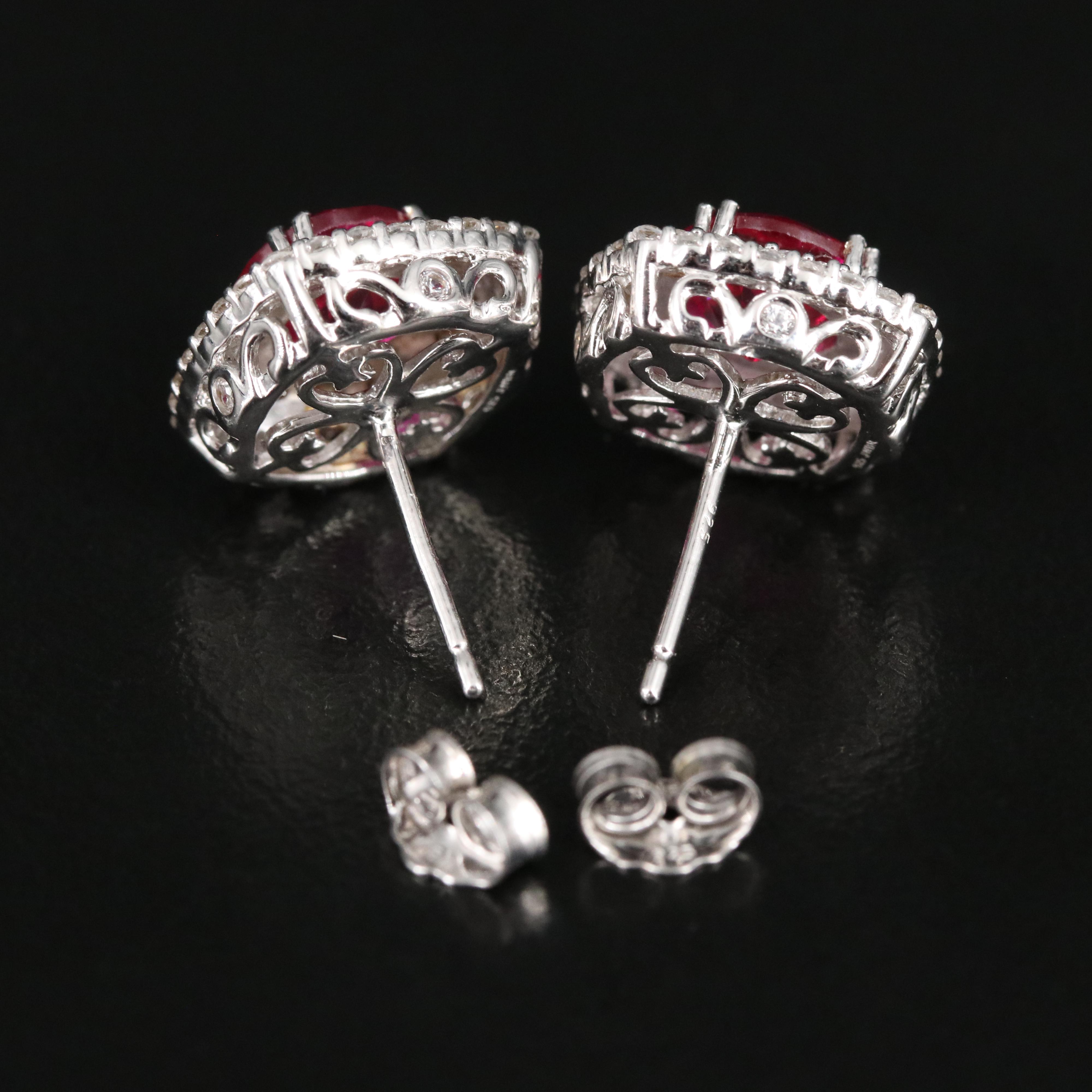 Sterling Ruby and Sapphire Earrings