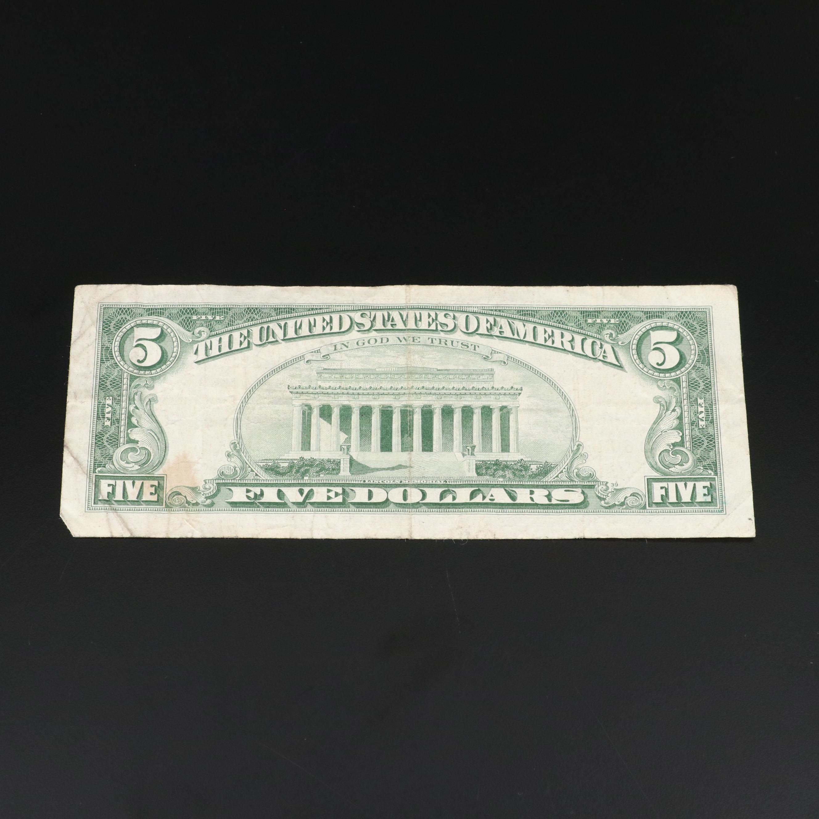 Group of Thirty-Eight One Dollar Federal Reserve Notes and a Five Dollar Note