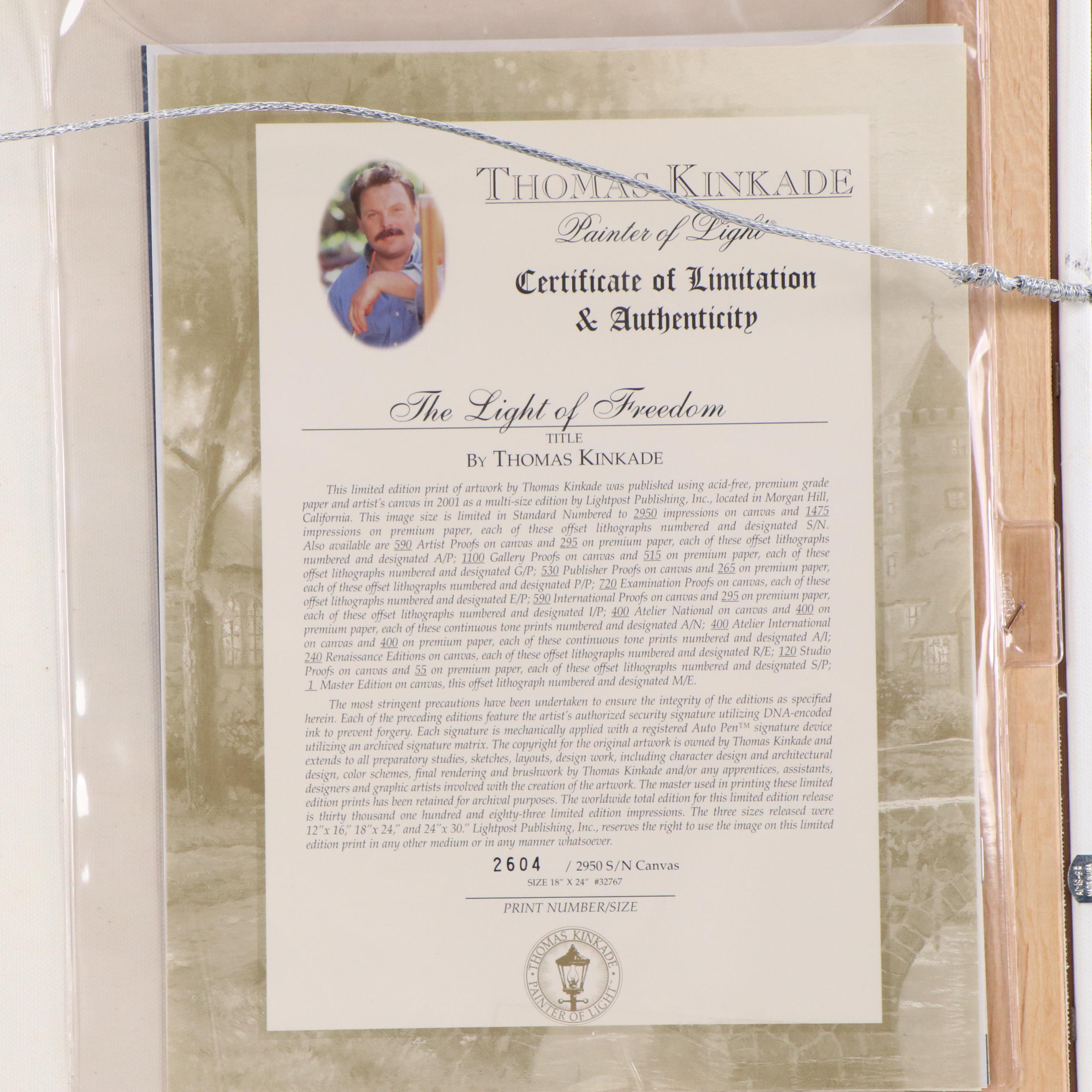 Thomas Kinkade Giclee Print "The Light of Freedom"