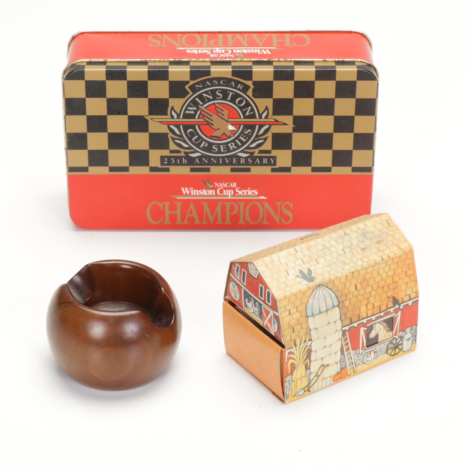 Matchbook Collection, Large Glass Jar, Ashtrays, Humidor, and More