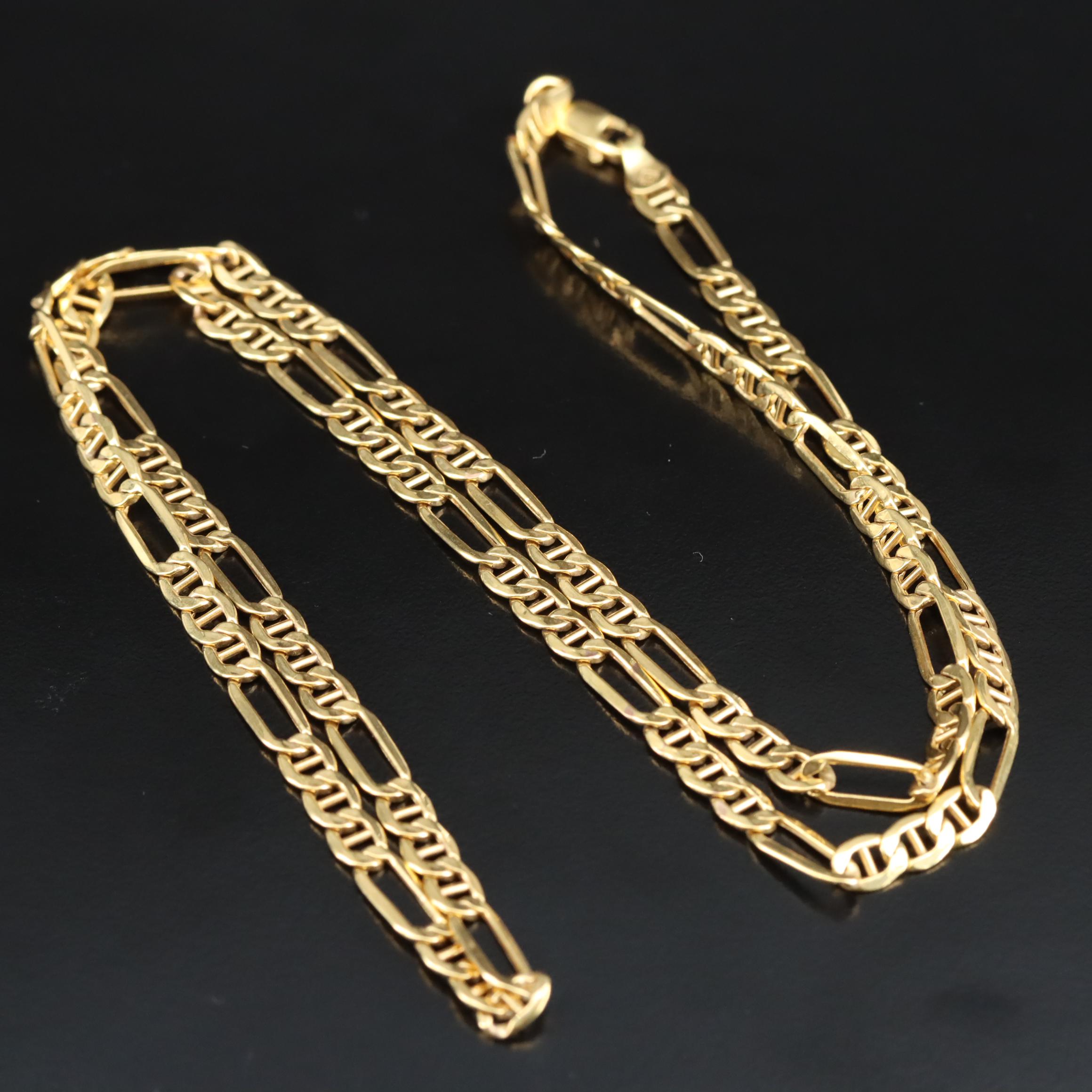 10K Figaro Chain Necklace