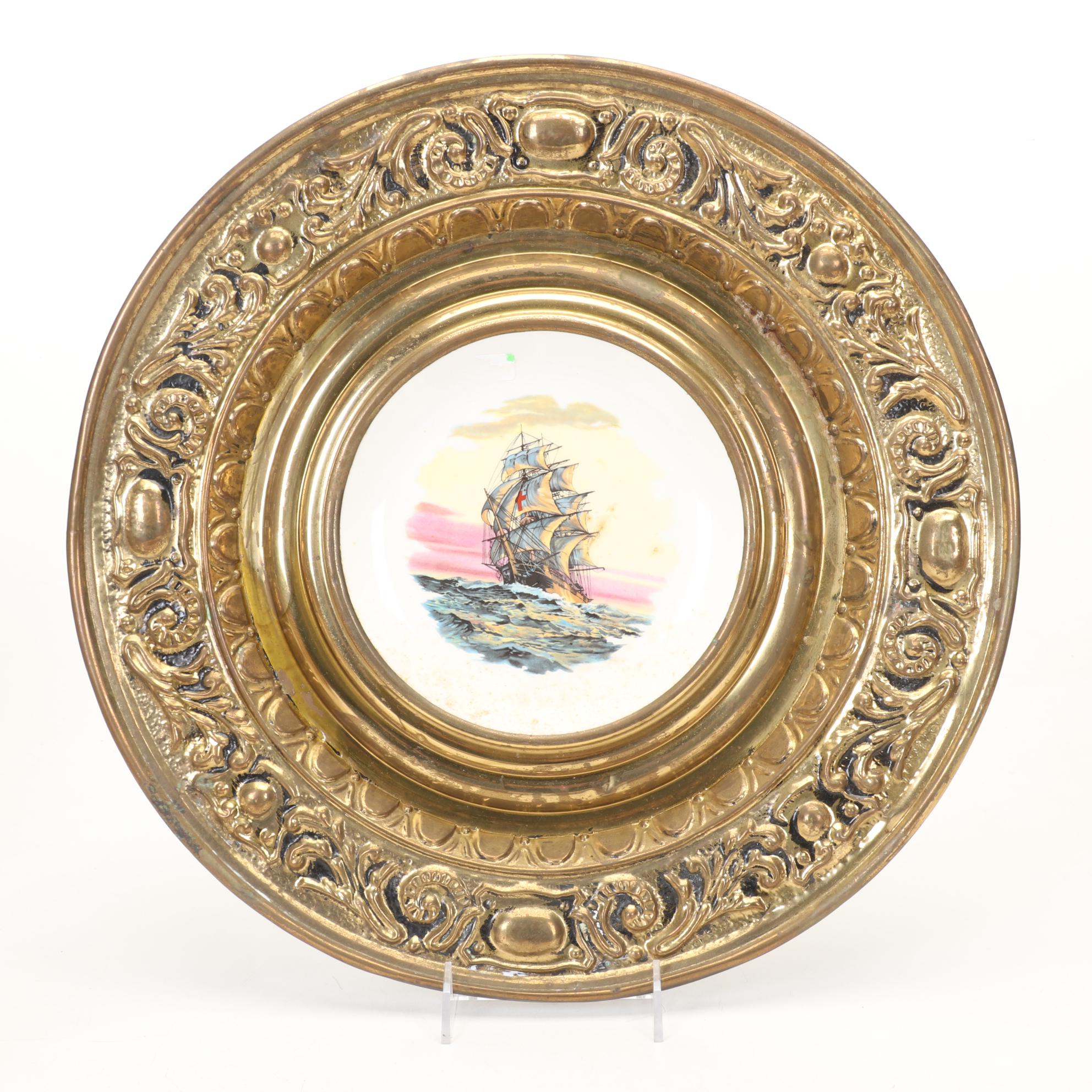 Manning & Bowman Copper Percolator, Brass Porringer and Other Wall Decor