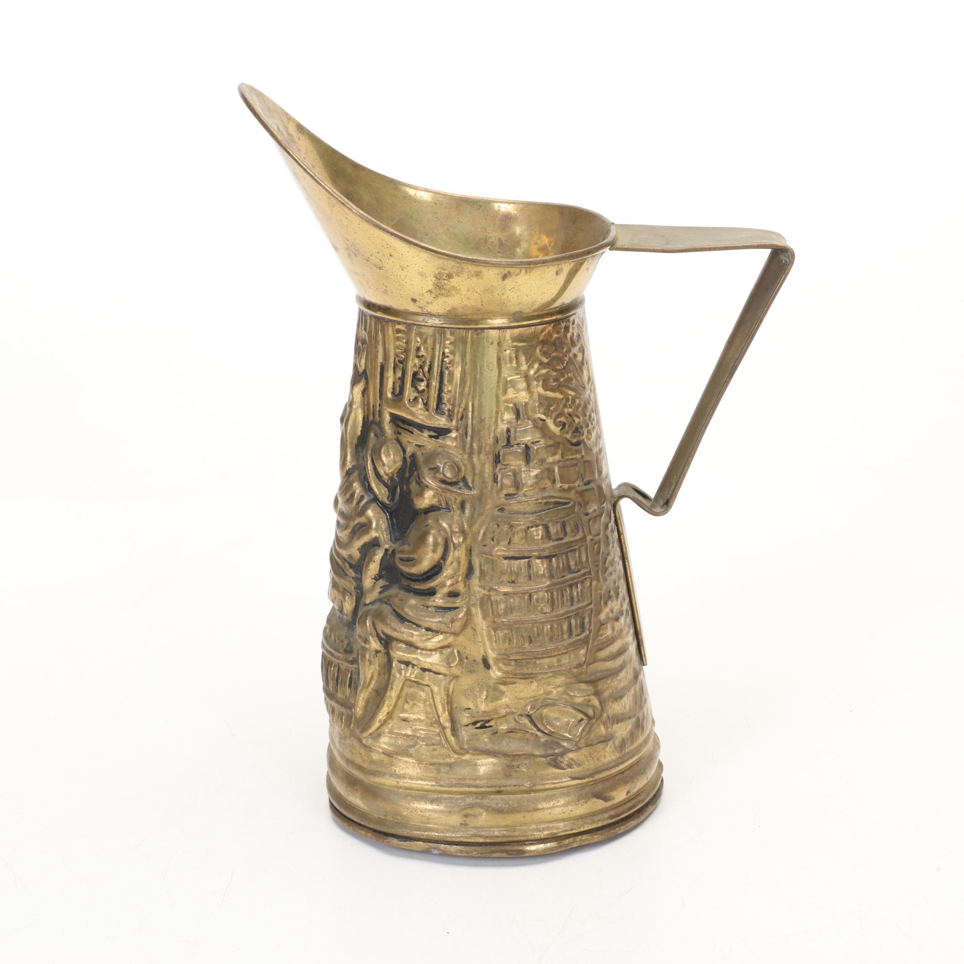 Manning & Bowman Copper Percolator, Brass Porringer and Other Wall Decor