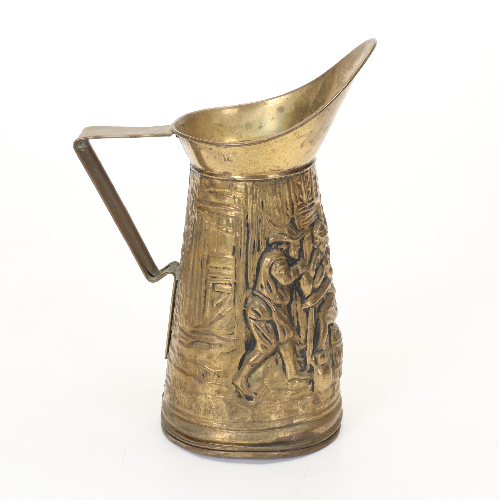 Manning & Bowman Copper Percolator, Brass Porringer and Other Wall Decor