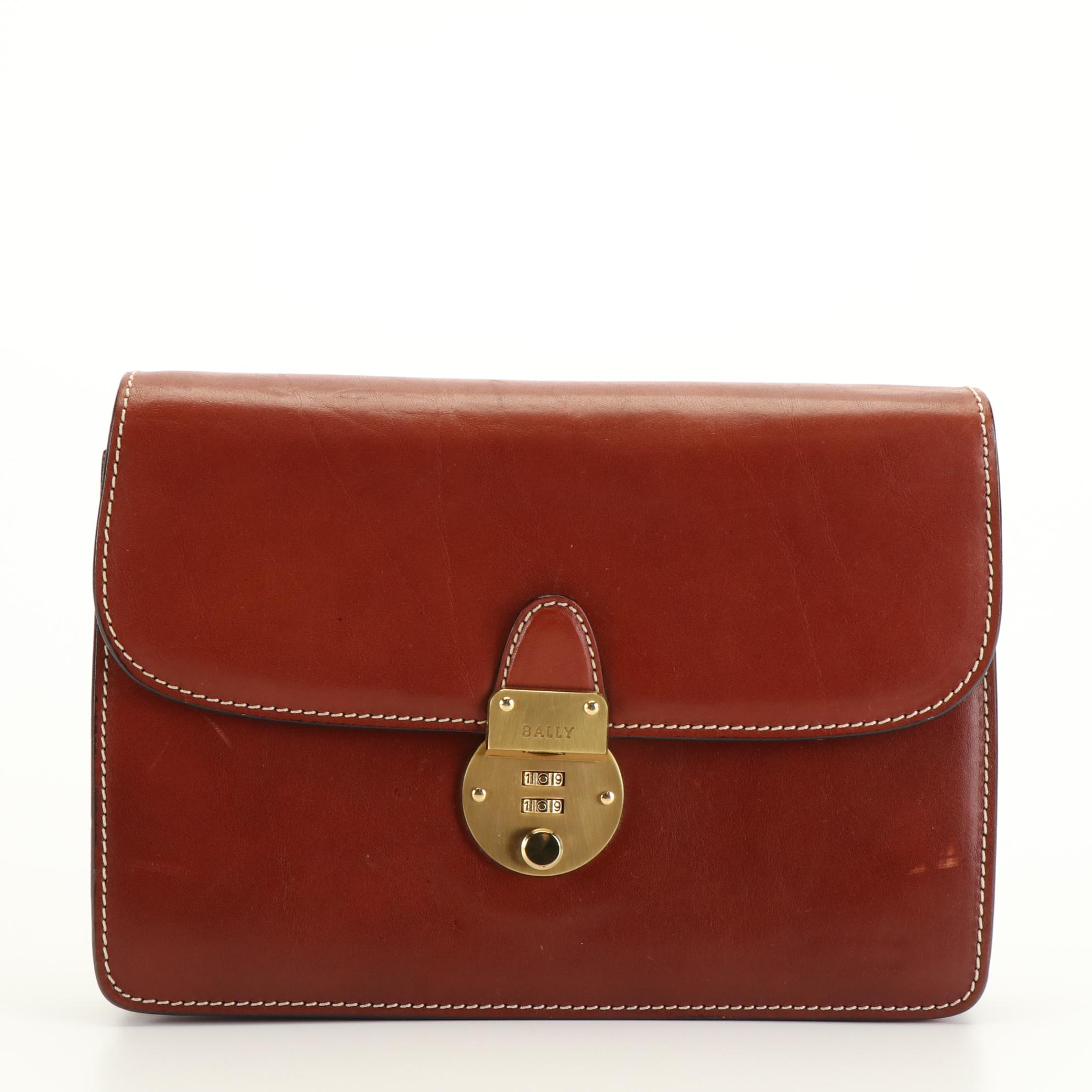 Bally Clutch Bag in Brown Leather
