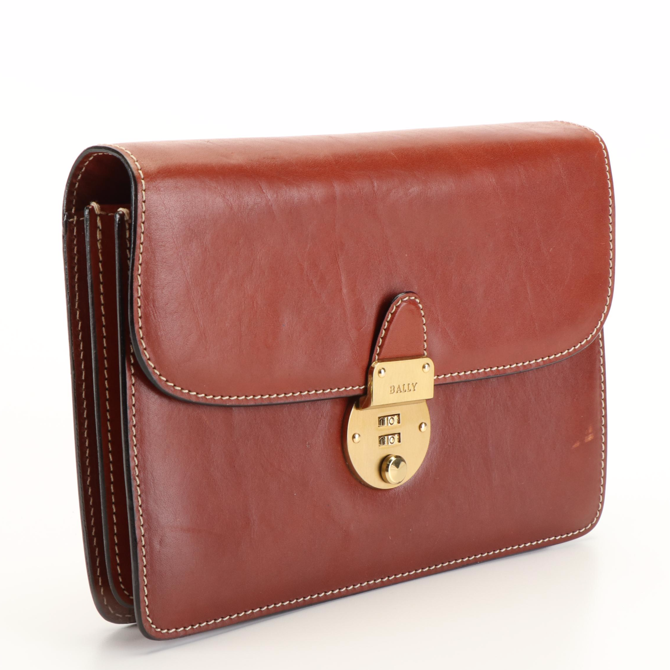 Bally Clutch Bag in Brown Leather