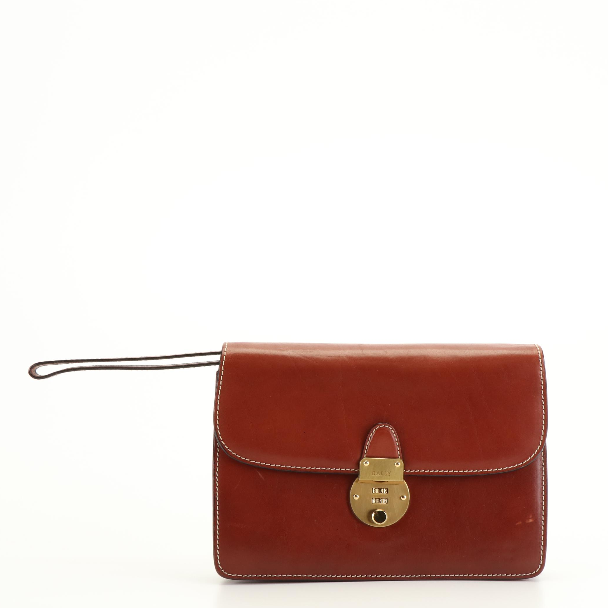 Bally Clutch Bag in Brown Leather