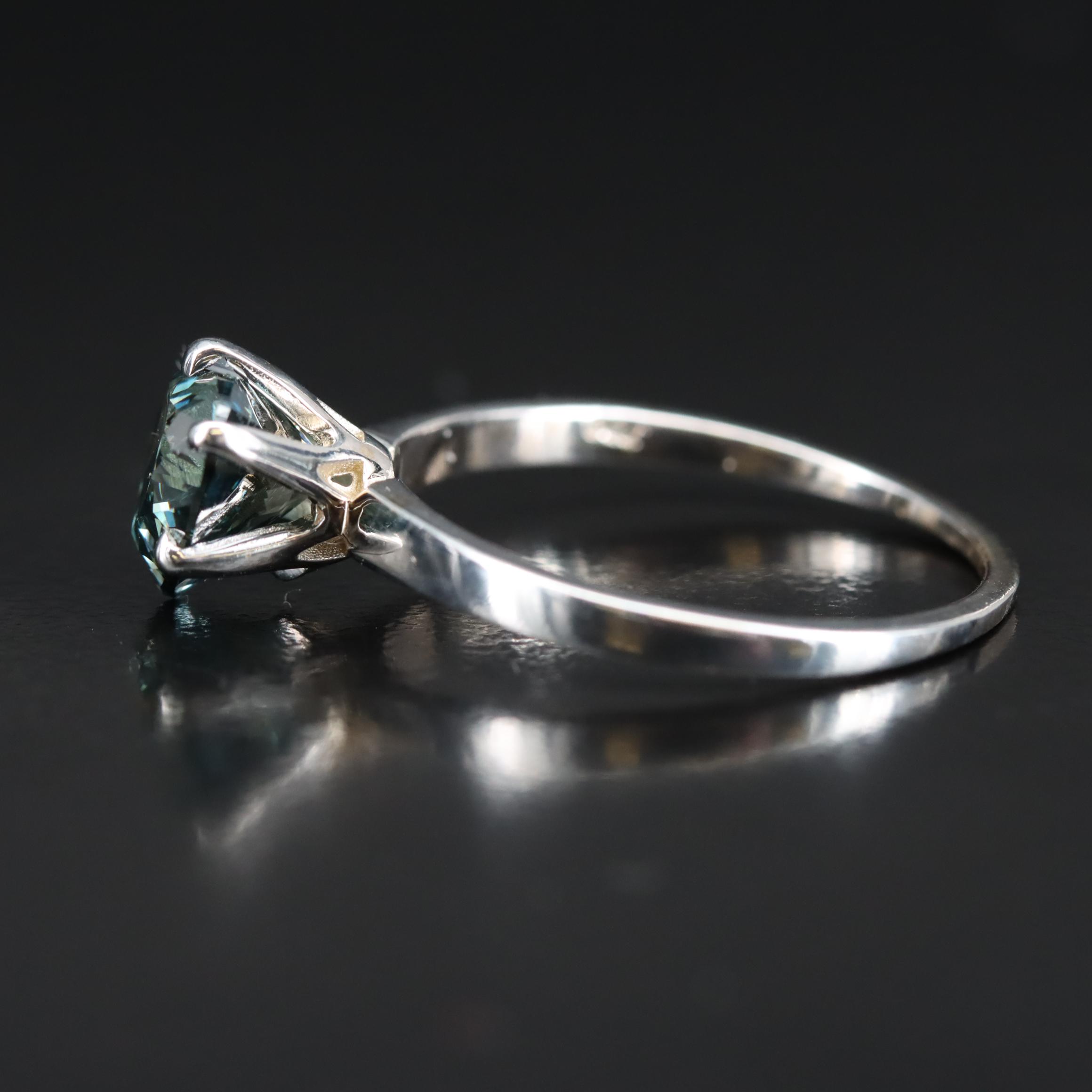 18K 2.21 CT Fancy Dark Green (Origin Undetermined) Diamond Solitaire Ring