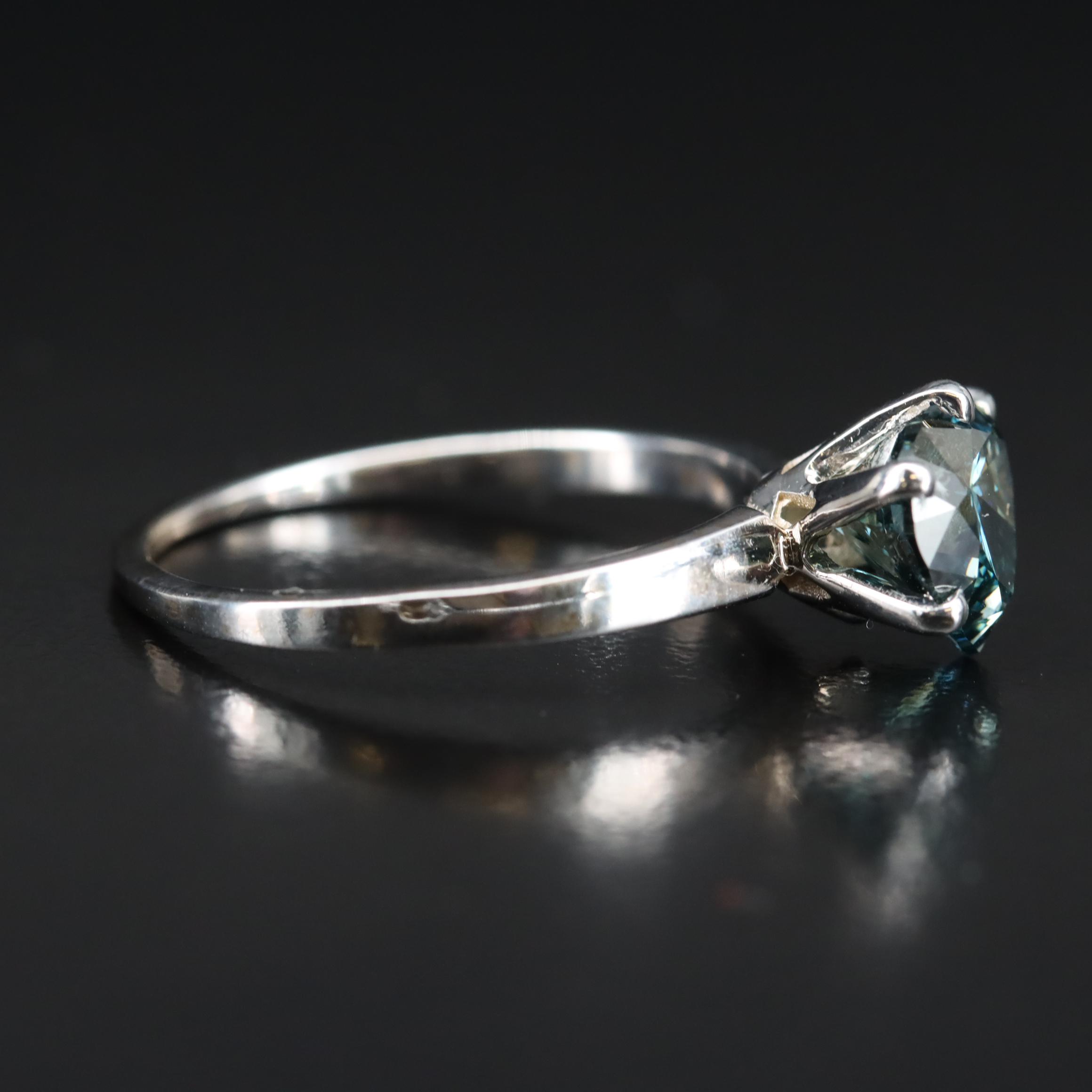 18K 2.21 CT Fancy Dark Green (Origin Undetermined) Diamond Solitaire Ring