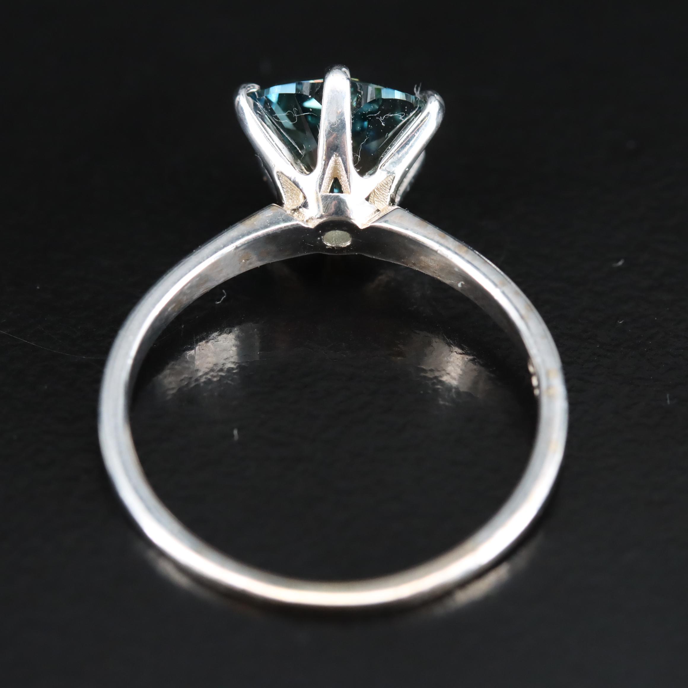 18K 2.21 CT Fancy Dark Green (Origin Undetermined) Diamond Solitaire Ring