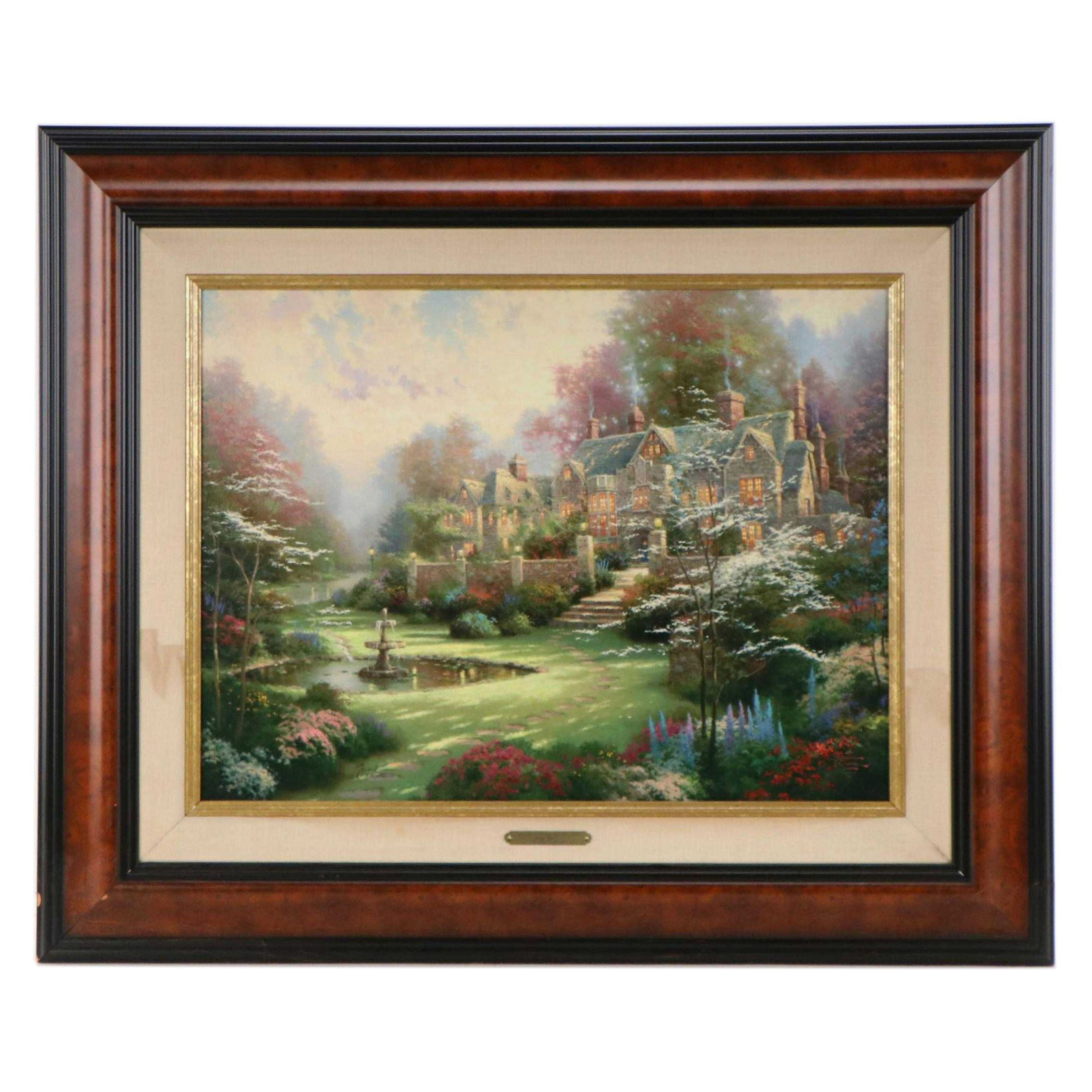 Thomas Kinkade Giclee Print on Canvas "Gardens Beyond Spring Gate"