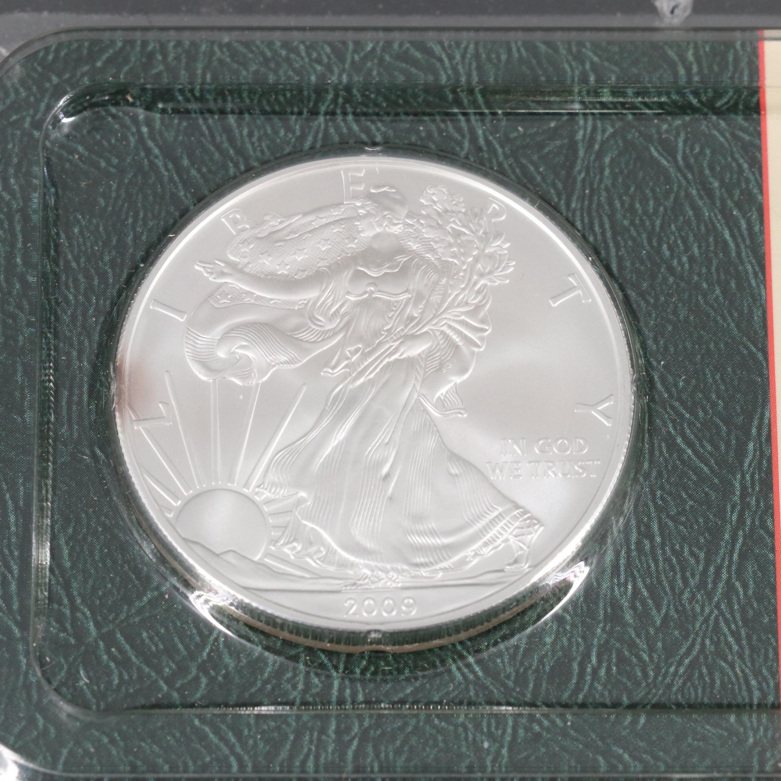 Five American Silver Eagles Including 1998