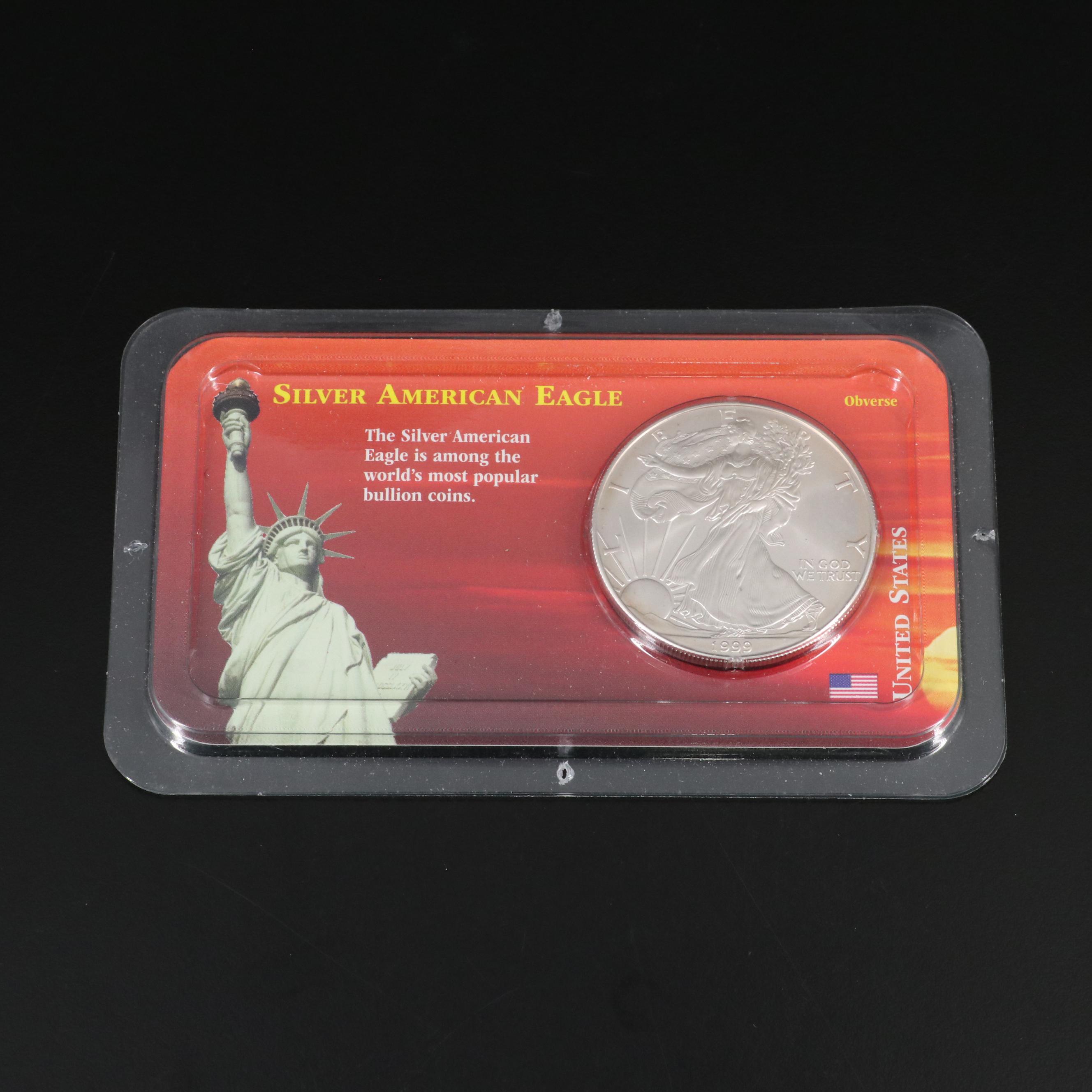 Five American Silver Eagles Including 1998