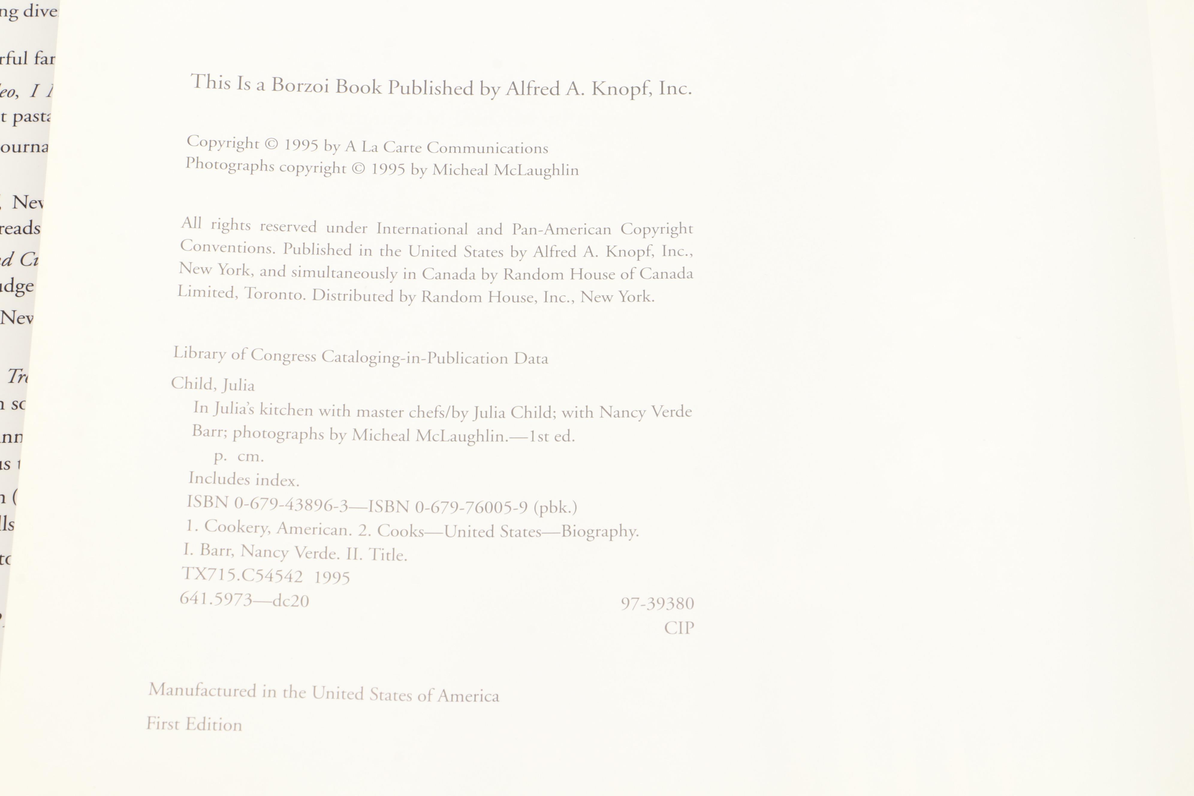 First Edition "In Julia's Kitchen with Master Chefs" and More Julia Child Books