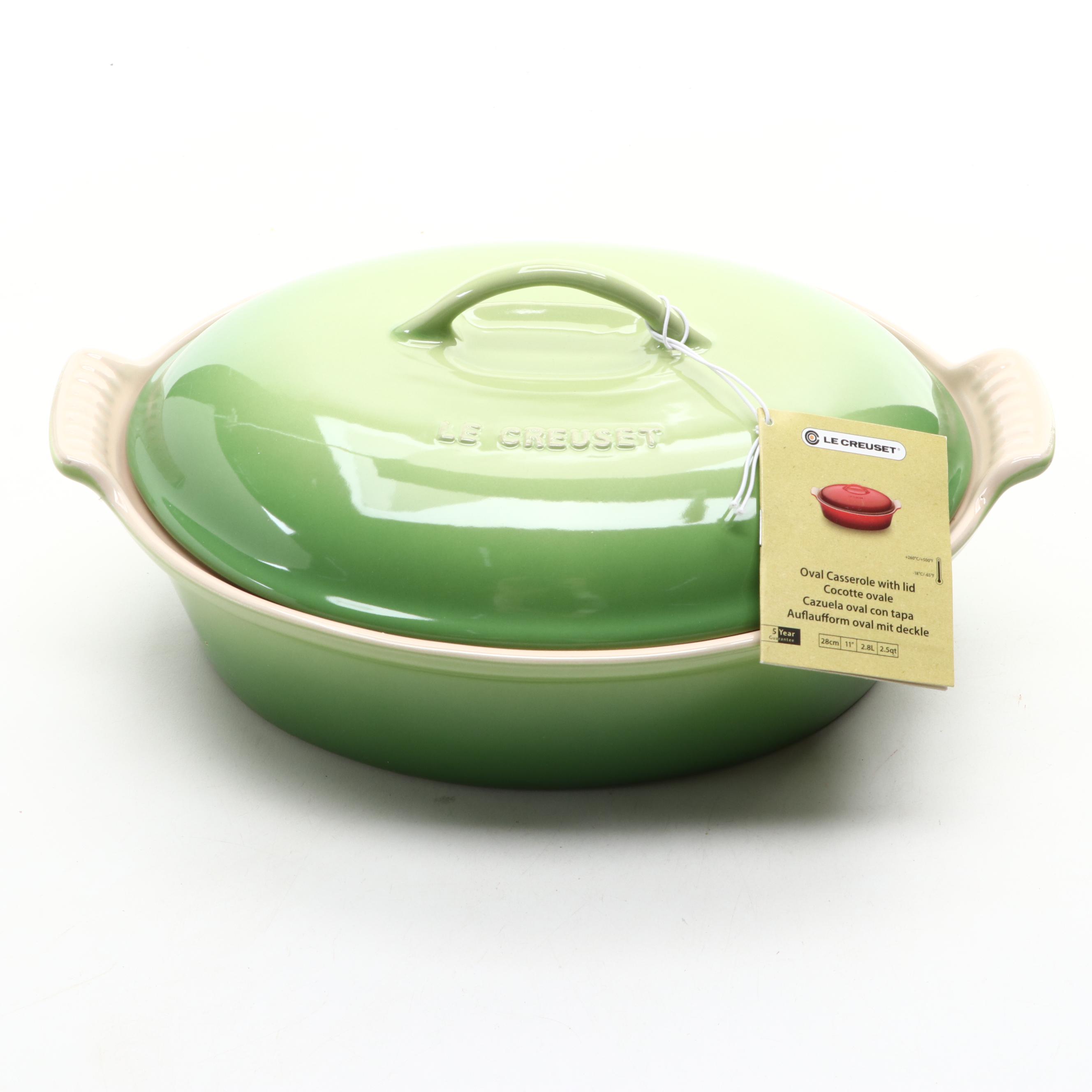 Le Creuset "Palm" Stoneware Oval Casserole, Enameled Cast Iron Baker, Spatulas