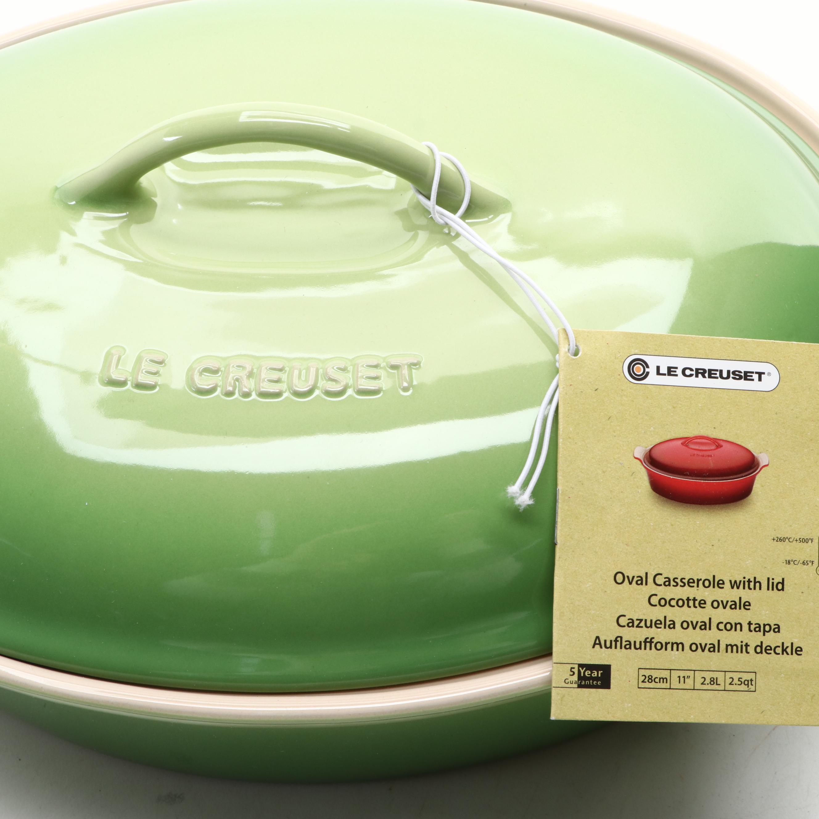 Le Creuset "Palm" Stoneware Oval Casserole, Enameled Cast Iron Baker, Spatulas
