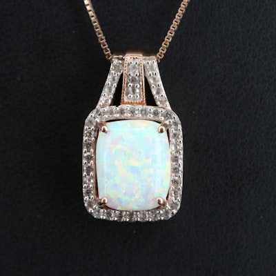 Sterling Opal and Sapphire Necklace