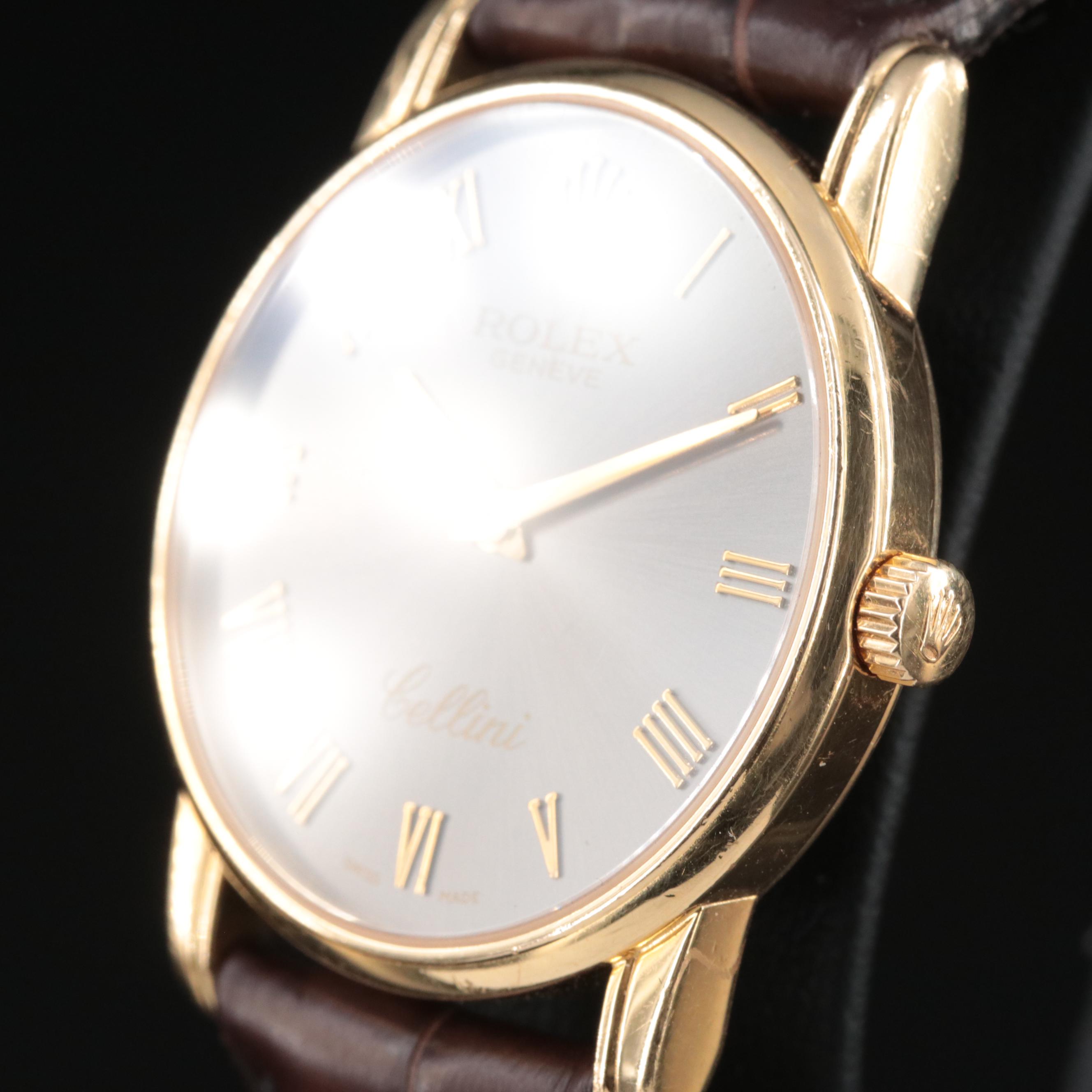 2000s 18K Rolex Cellini Classic with Slate Roman Dial