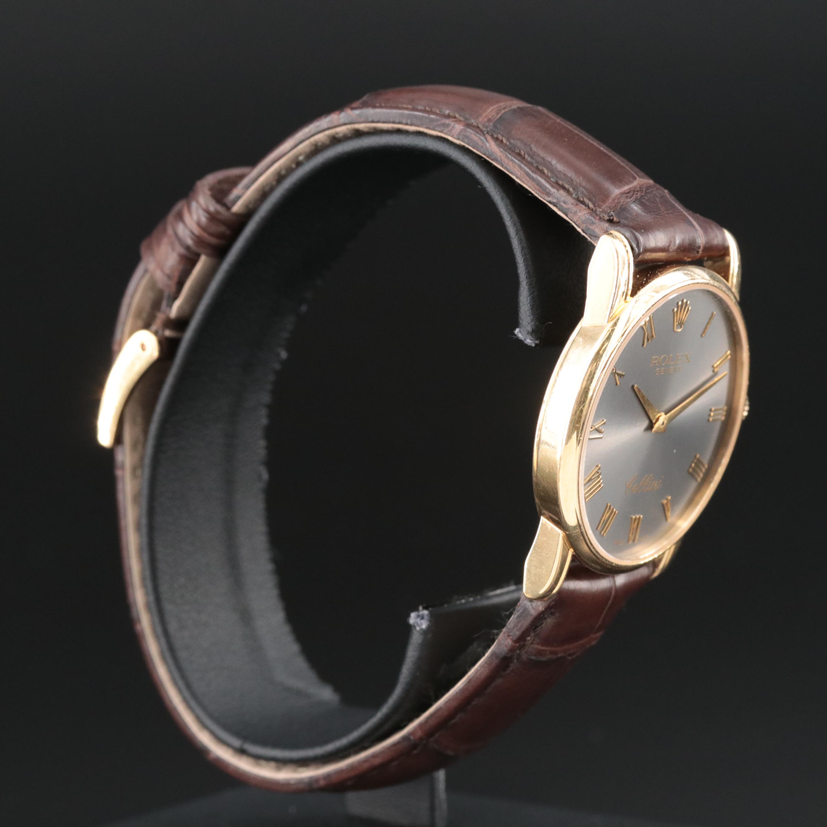 2000s 18K Rolex Cellini Classic with Slate Roman Dial