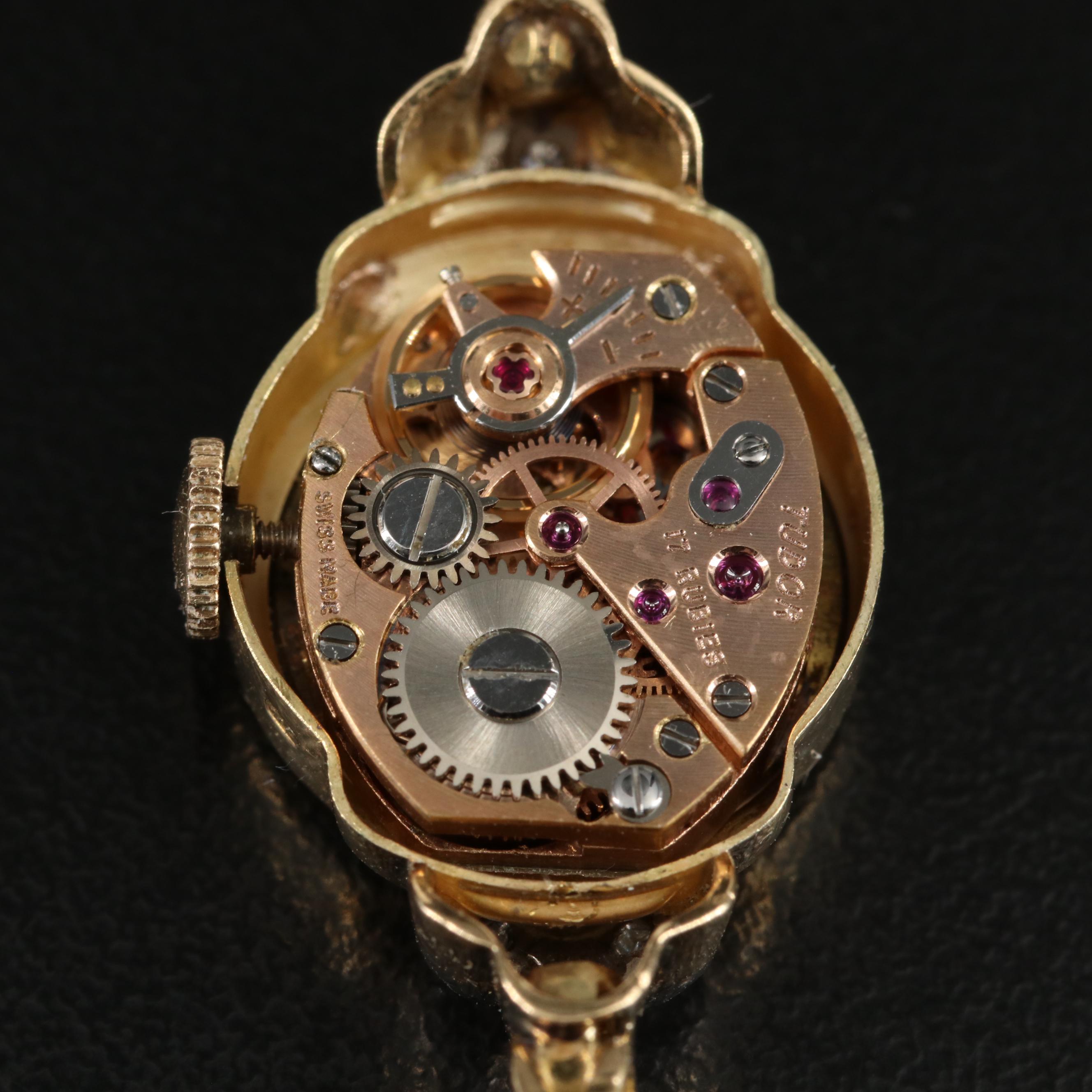 18K Vintage Tudor Diamond Manual Wind Watch