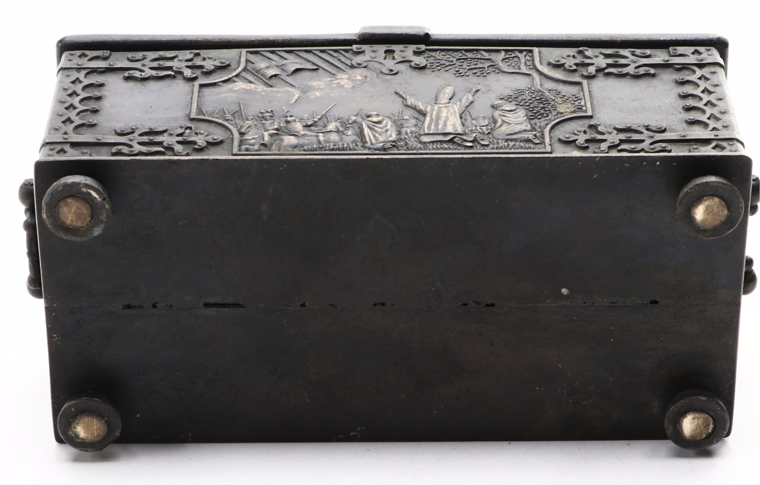 Danish Iron Art Embossed Bronze Casket Box