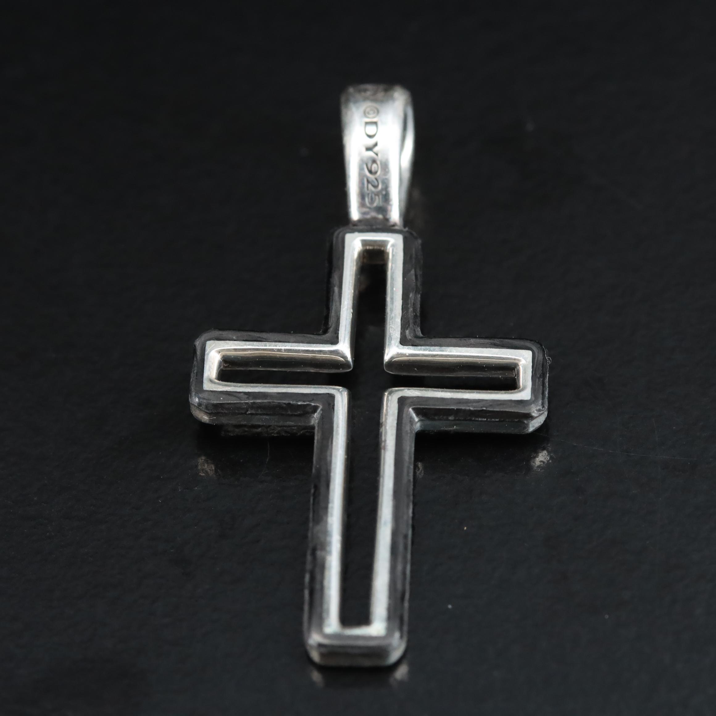 David Yurman Sterling Forged Carbon Cross Pendant