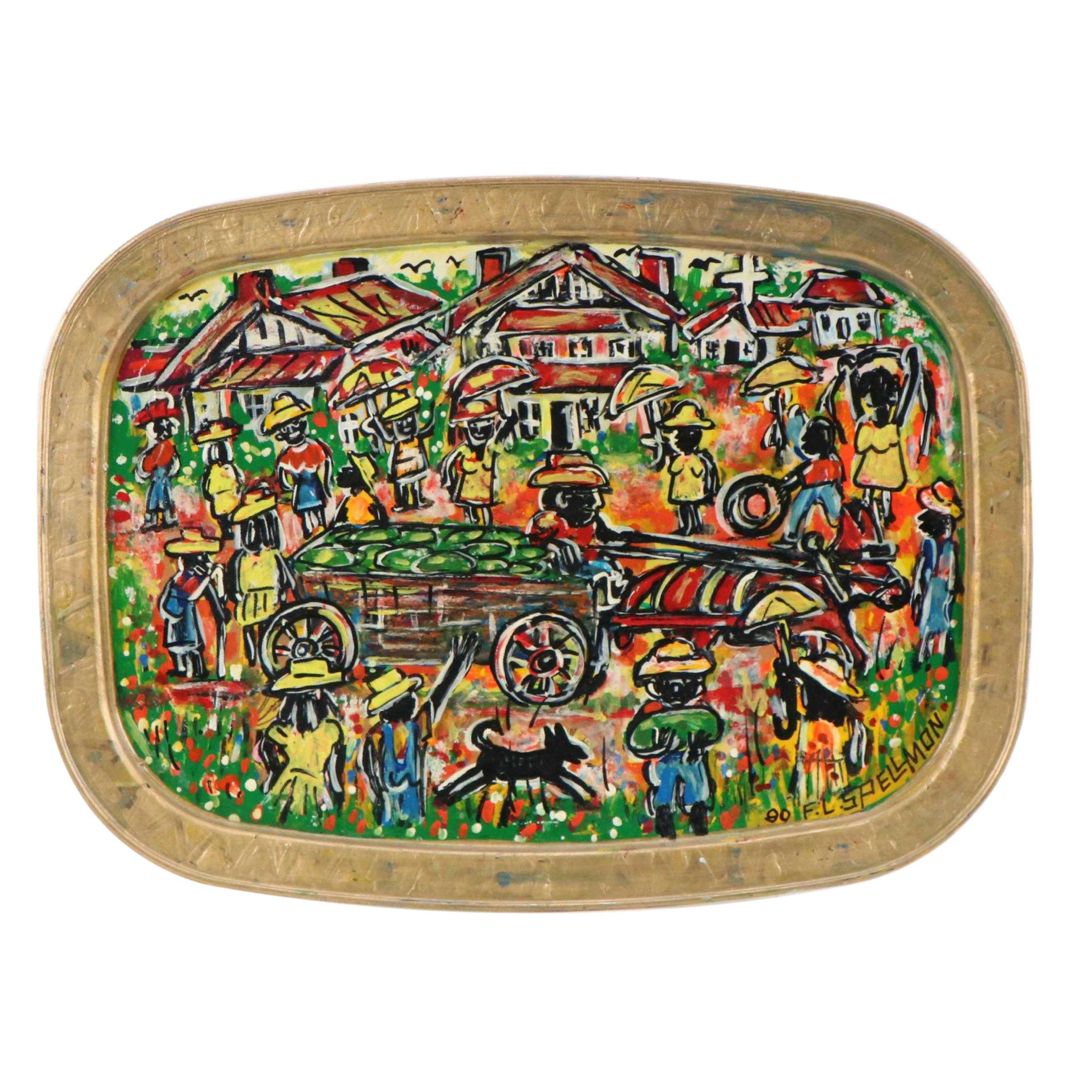 F.L. Doc Spellmon Painted Metal Tray "The Mellon Man!"