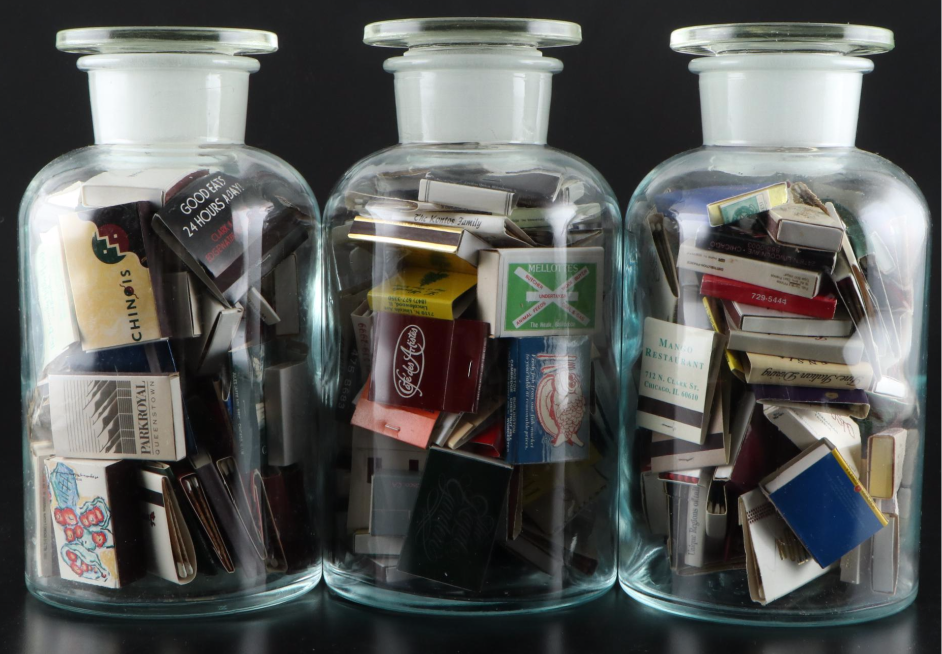 Matchbooks Collection in Glass T.C. Wheaton Glass Co. Lidden Jars EBTH