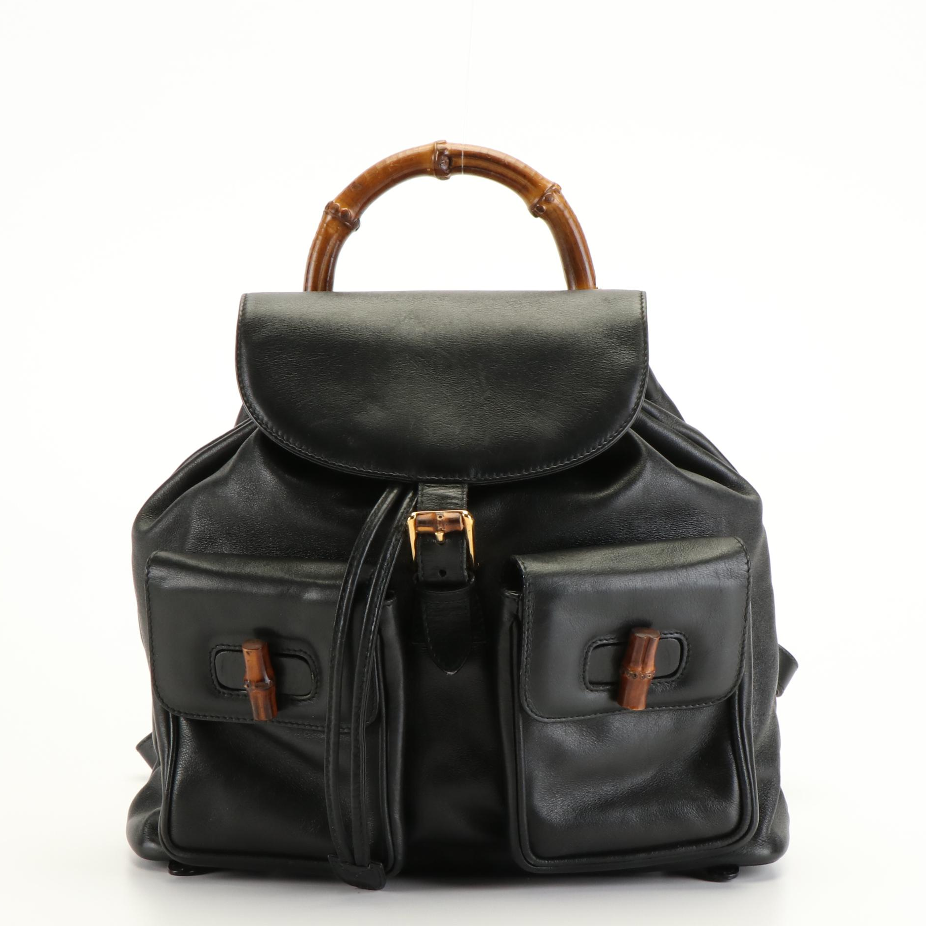 Gucci Bamboo Black Leather Backpack