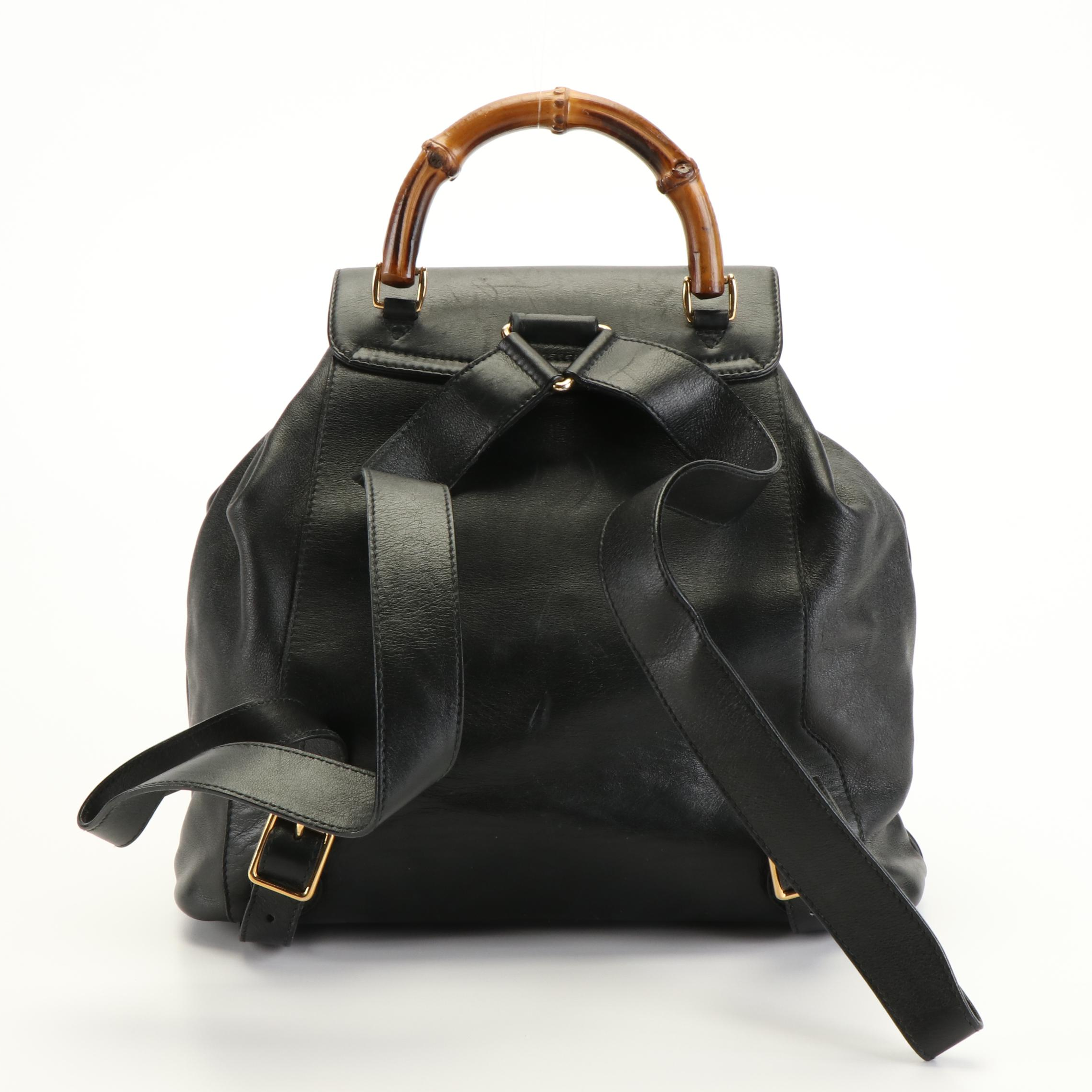 Gucci Bamboo Black Leather Backpack