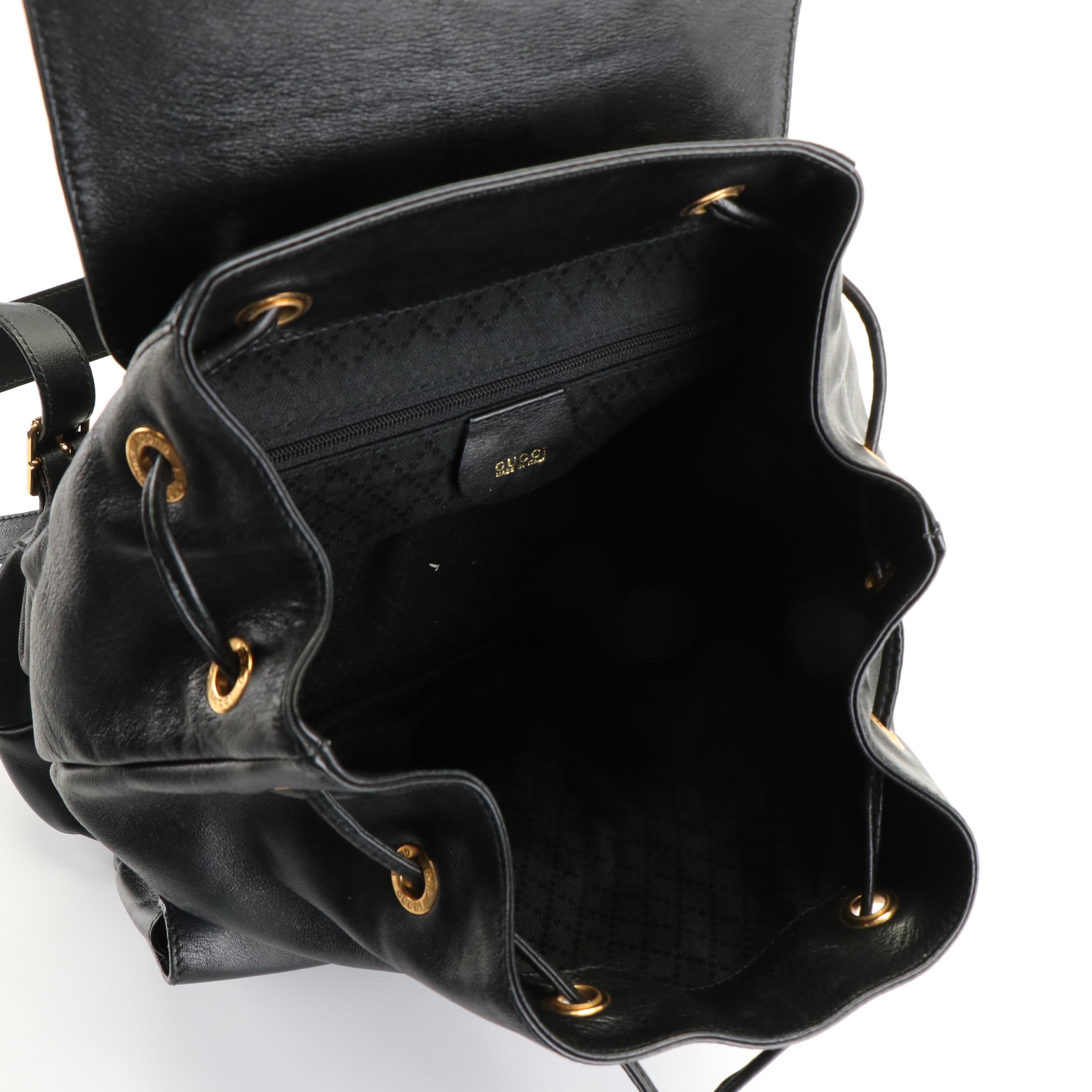 Gucci Bamboo Black Leather Backpack