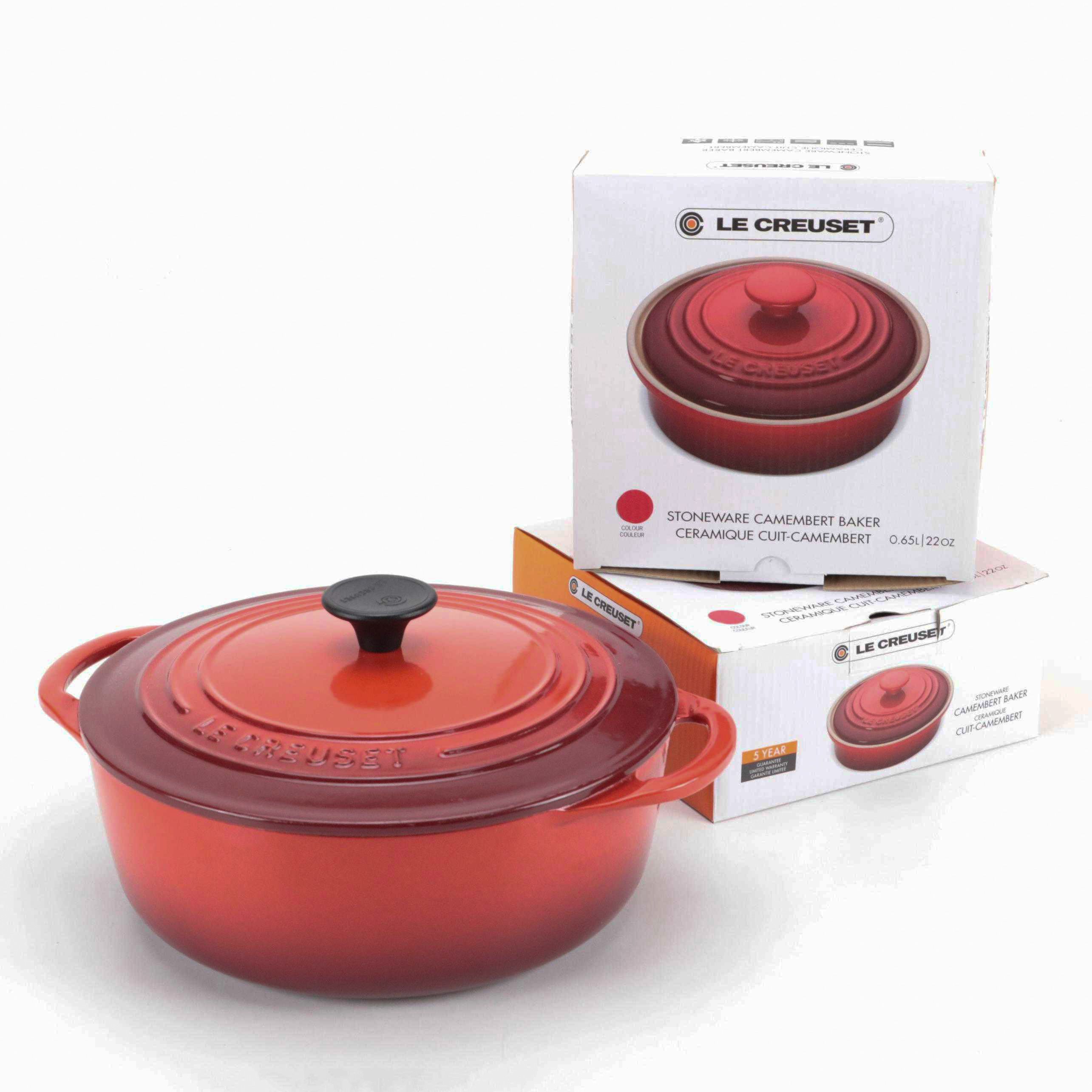 Le Creuset Enameled Cast Iron French Oven with Stoneware Camembert Bakers
