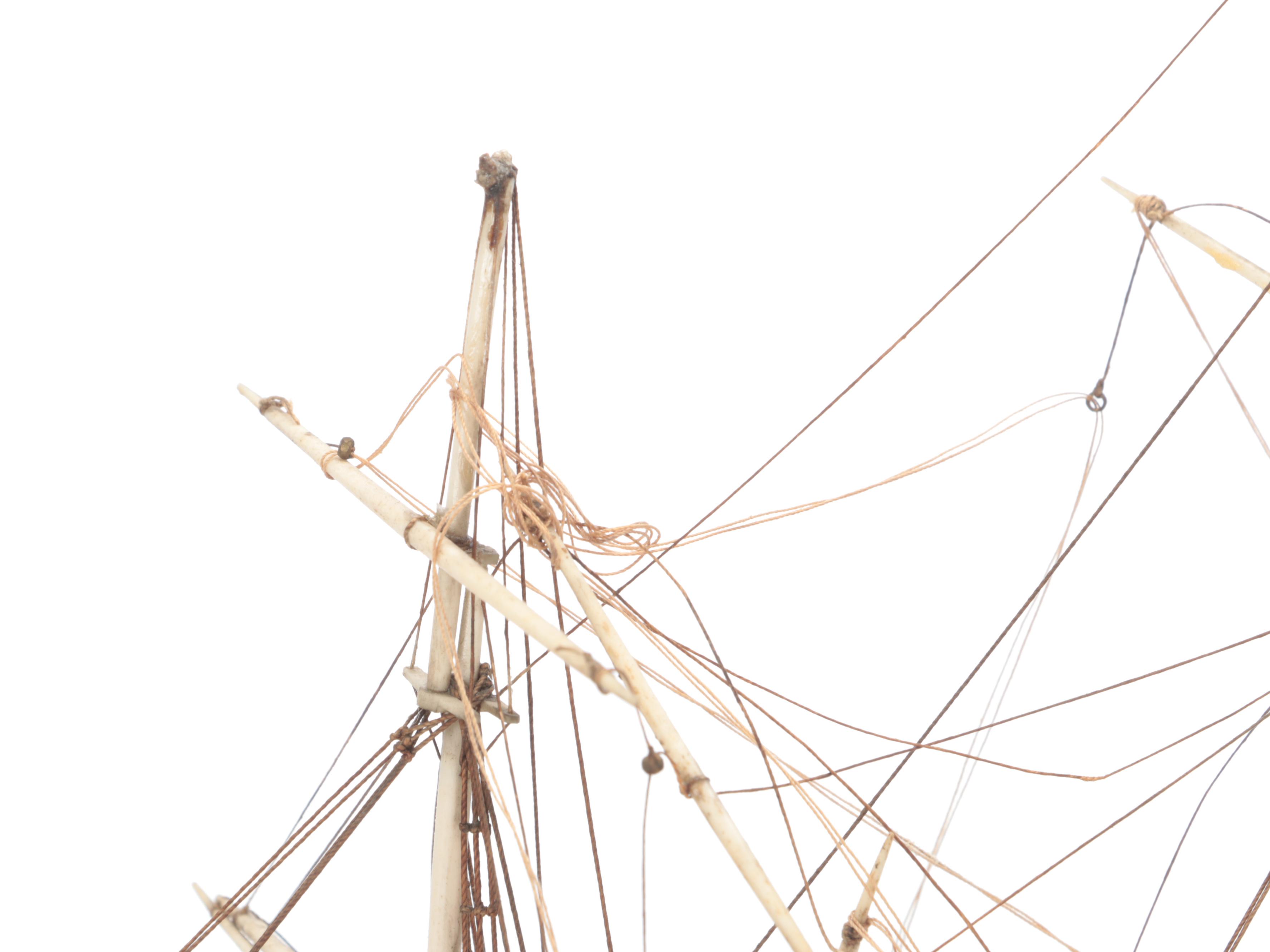 Hand-Crafted Model Sailing Ship in Glass Display Case