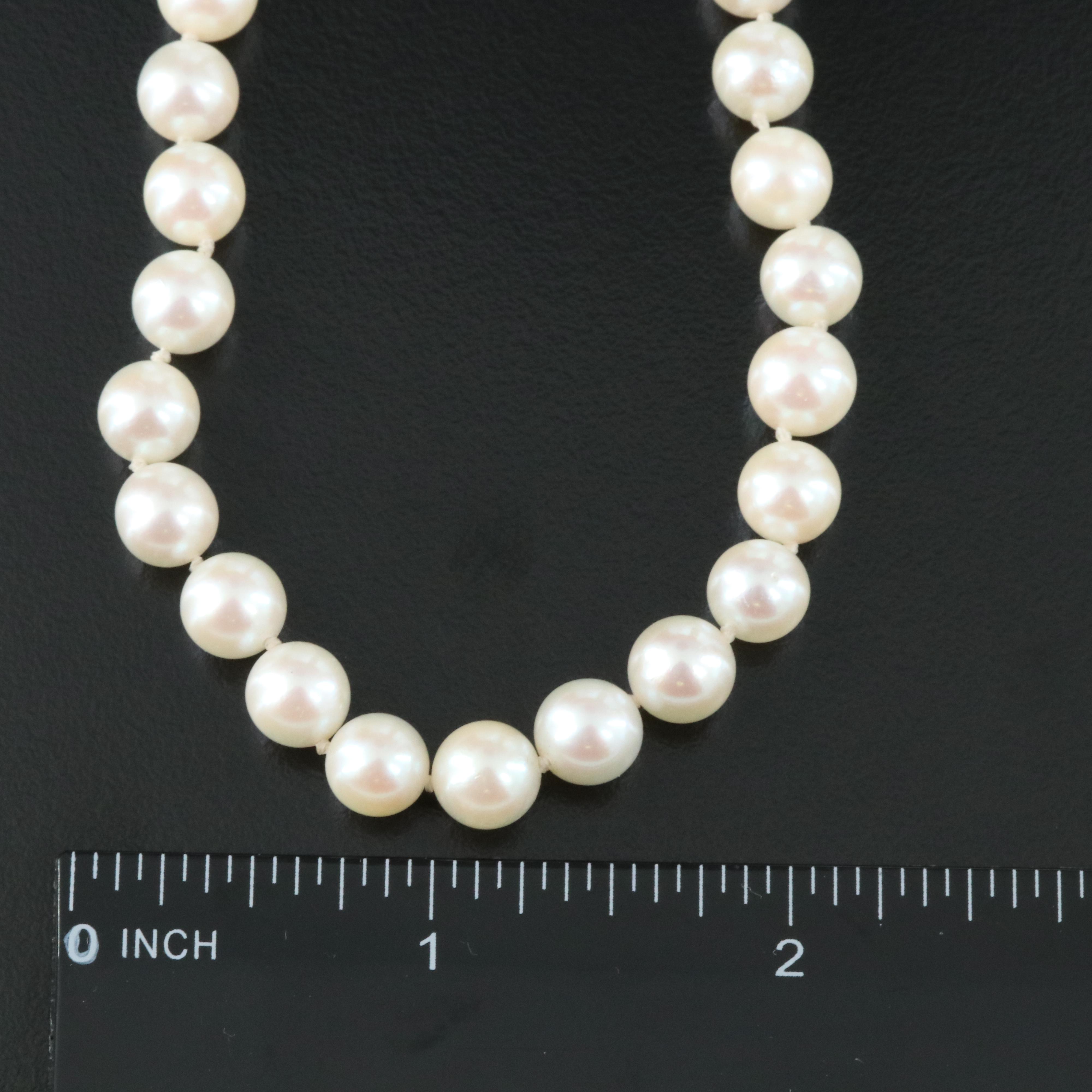 Pearl Necklace With 14K and Diamond Clasp