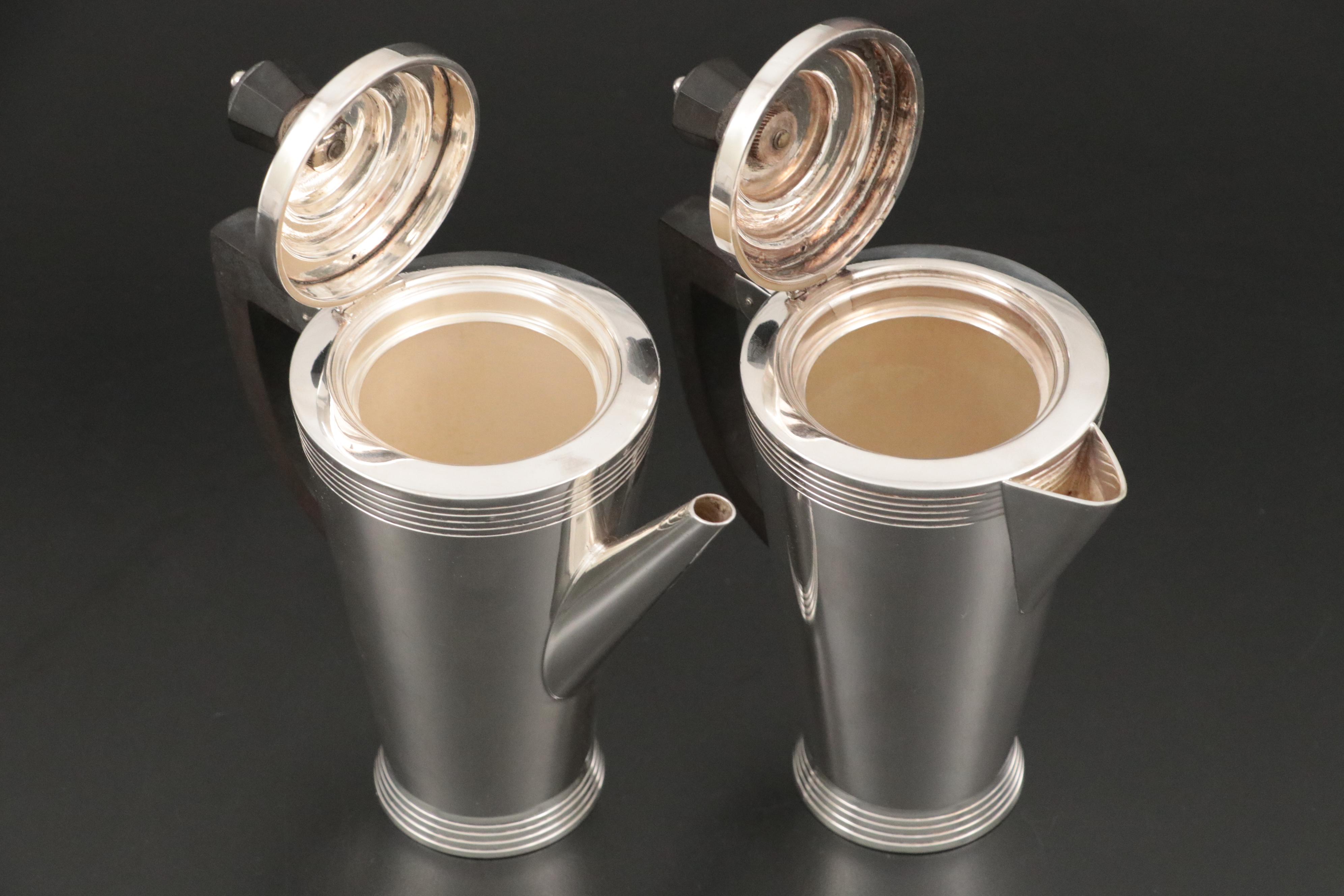 Mappin & Webb Silver Plate Tea and Hot Water Pots, Designed by Keith Murray