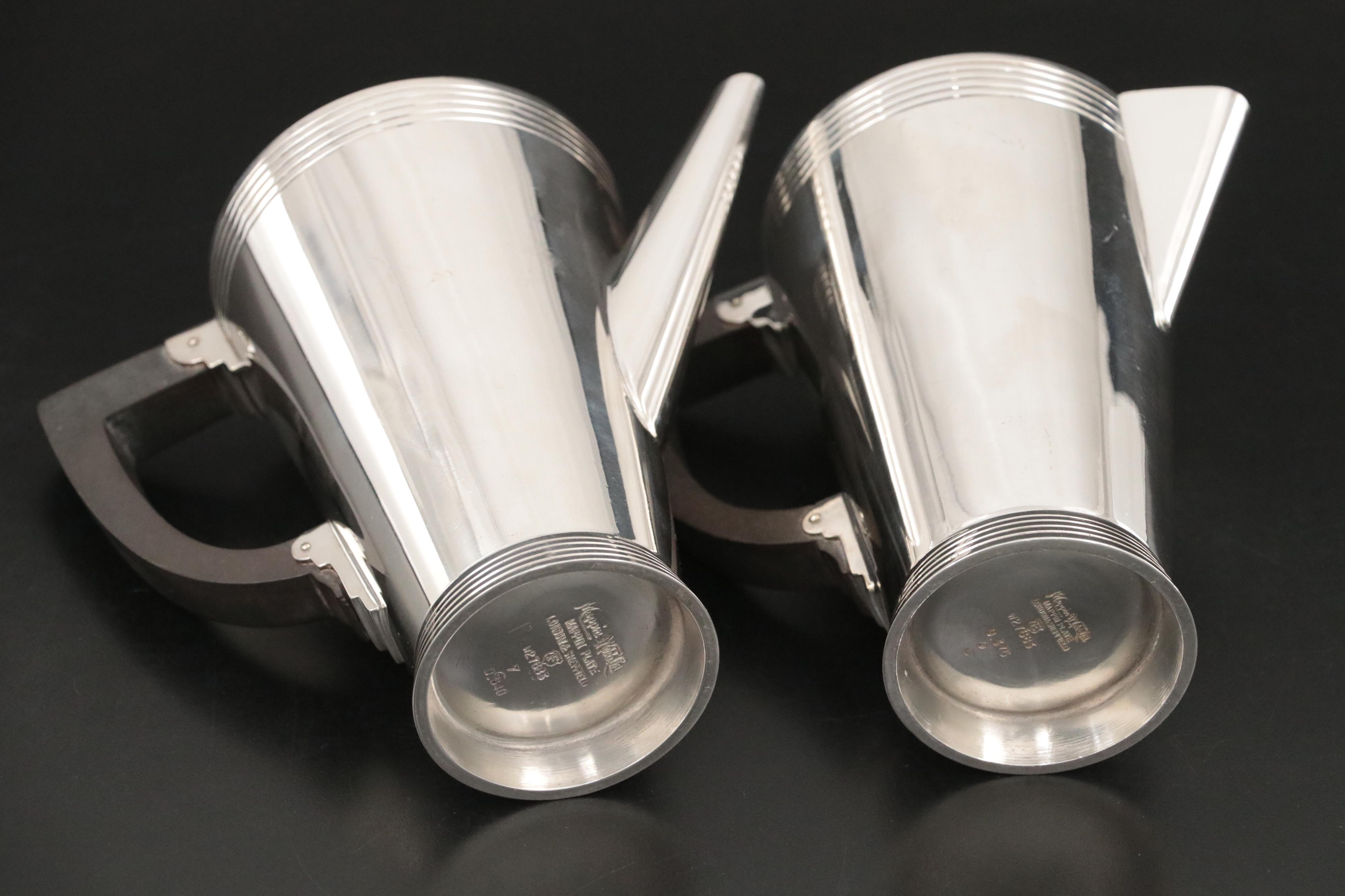 Mappin & Webb Silver Plate Tea and Hot Water Pots, Designed by Keith Murray