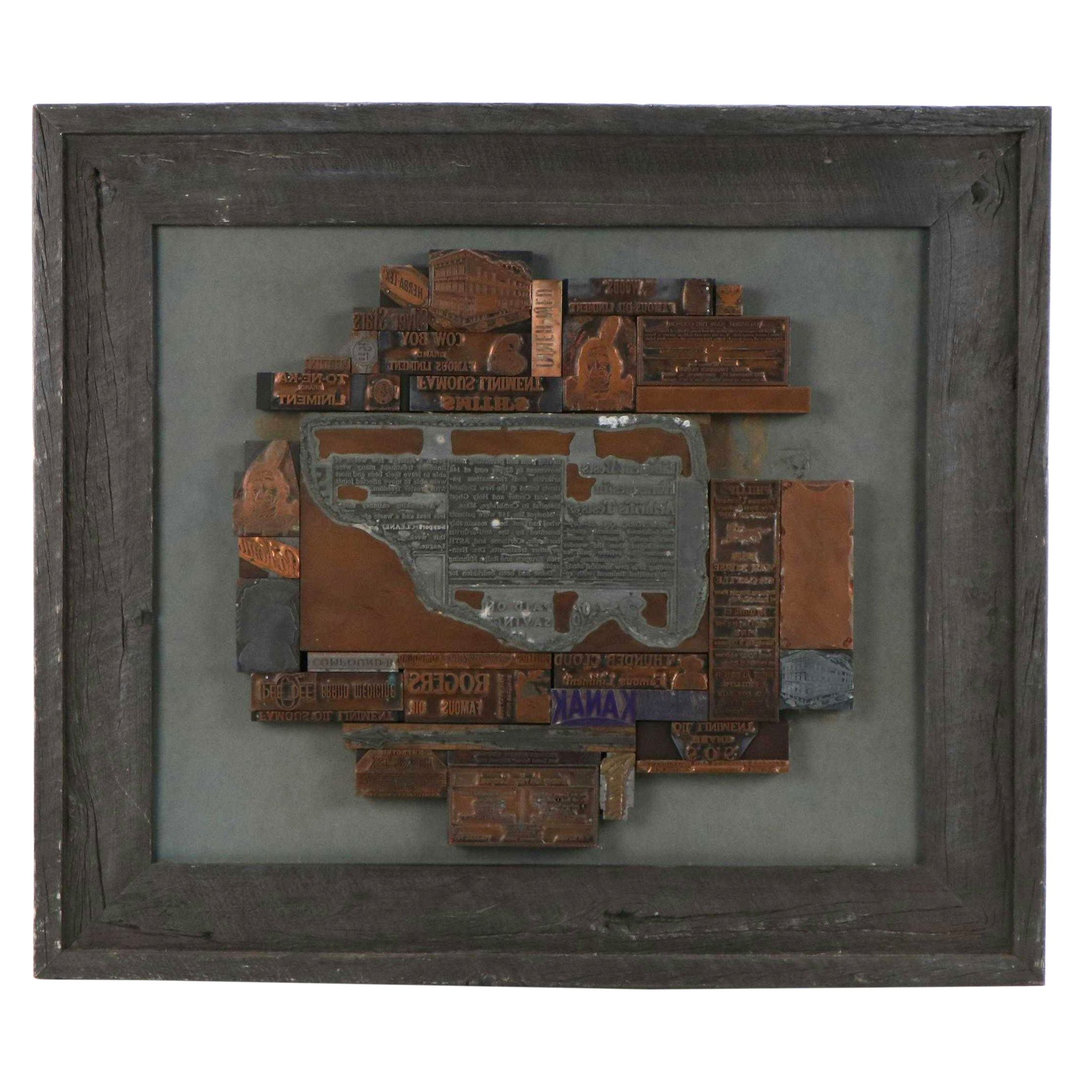 Assemblage of Wood and Metal Newspaper Printing Blocks