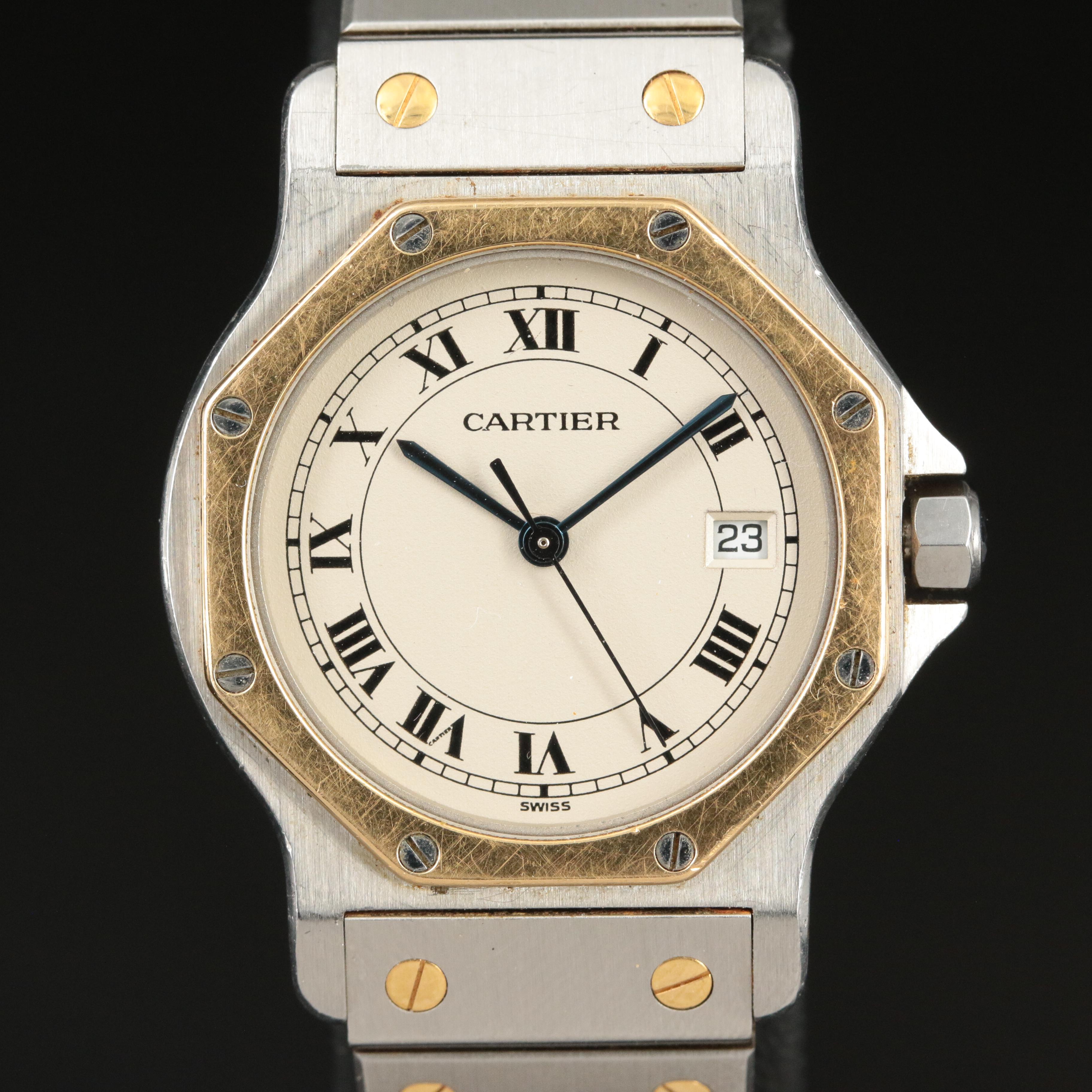 18K and Stainless Steel Cartier Santos Quartz Watch