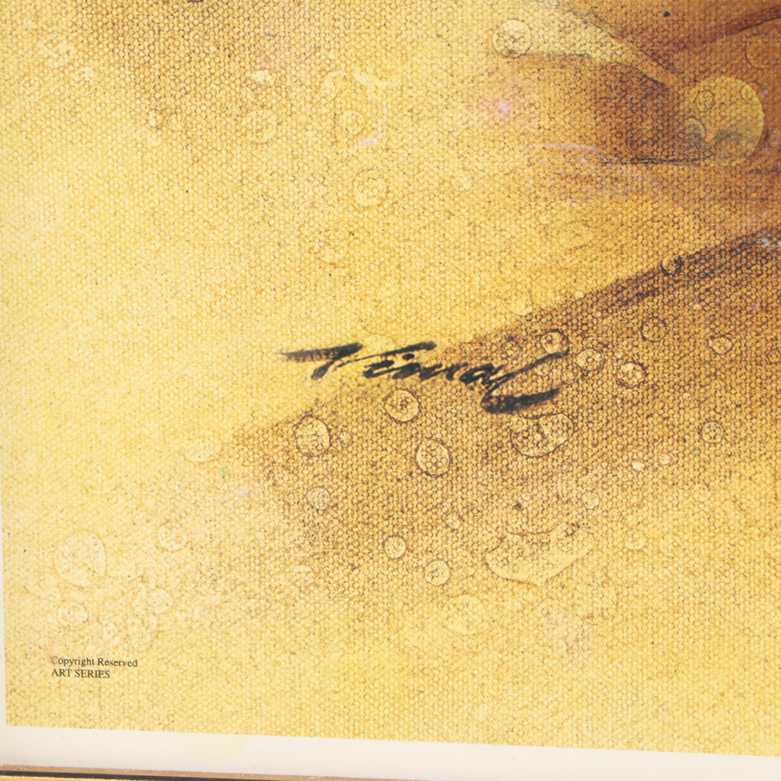 Offset Lithograph of Punjabi Women Spinning the Charkha