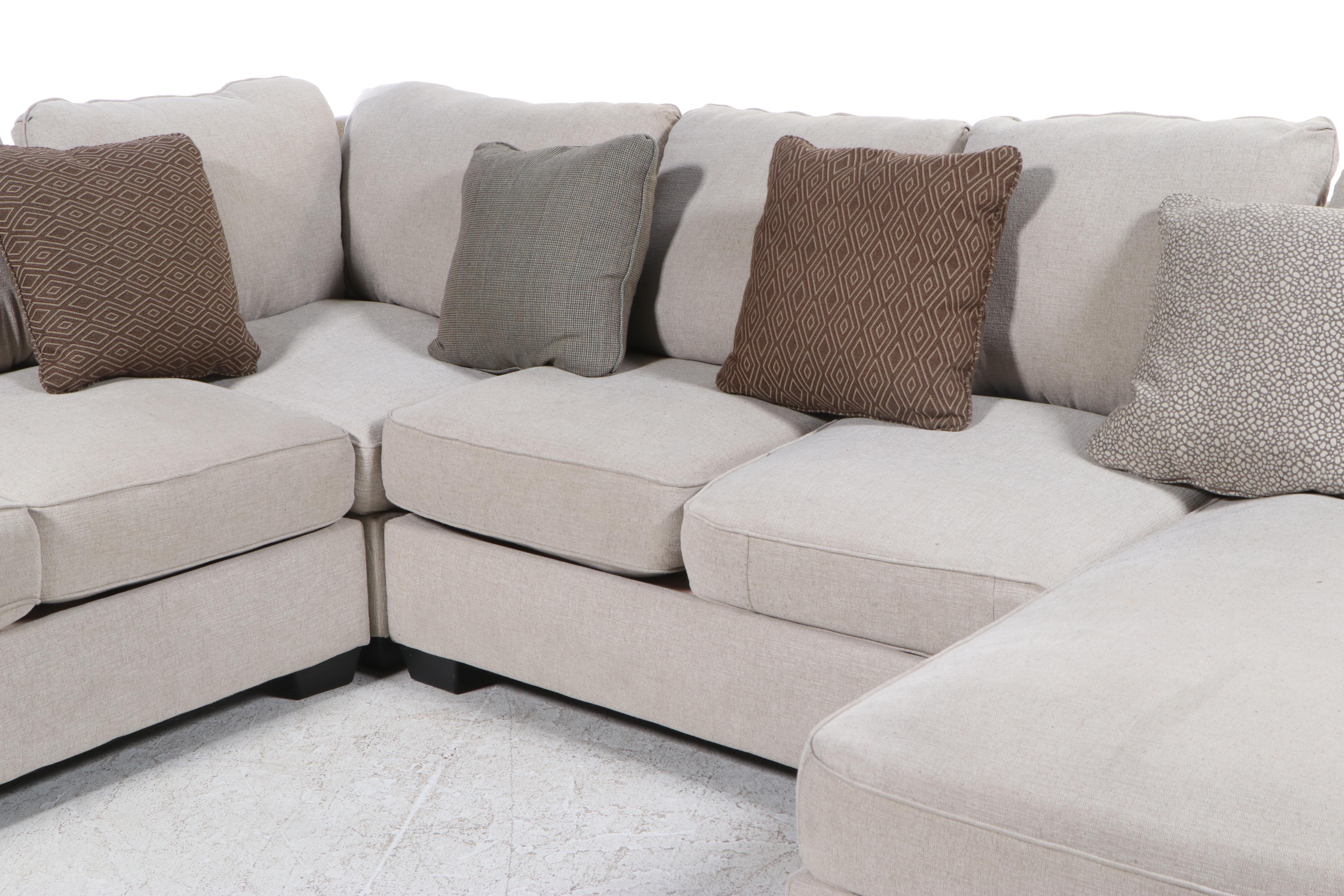 Upholstered Sectional Sofa with Decorative Pillows