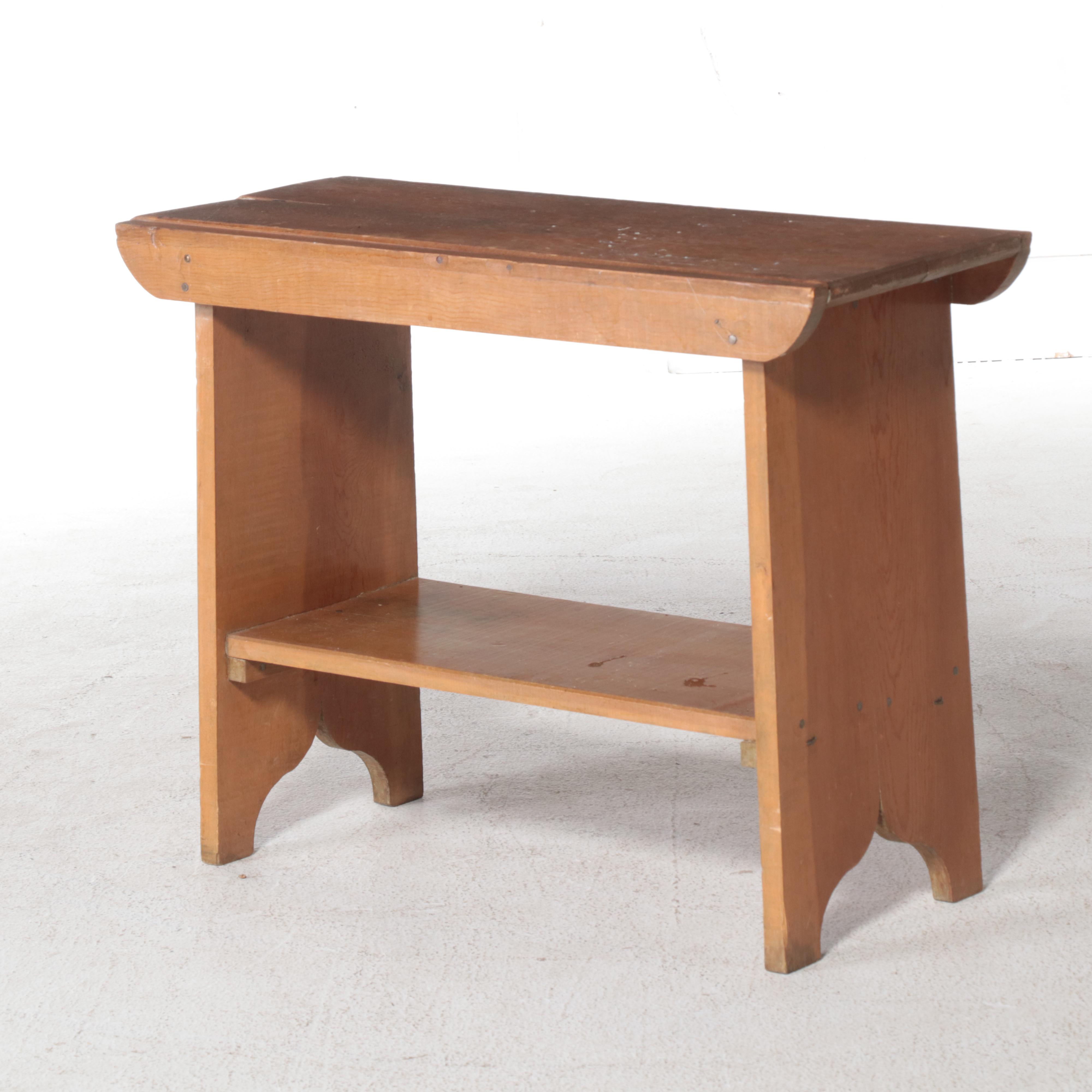 Three American Primitive Style Pine Benches, Incl. Two-Tier Bucket Bench